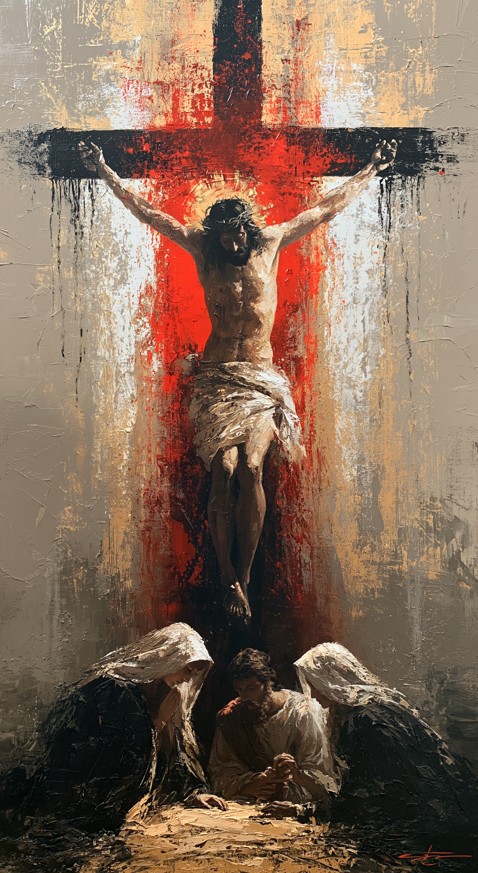 La Crucifixion — Rouge du sacrifice · Portrait n° 4 — aperçu de la finition sélectionnée