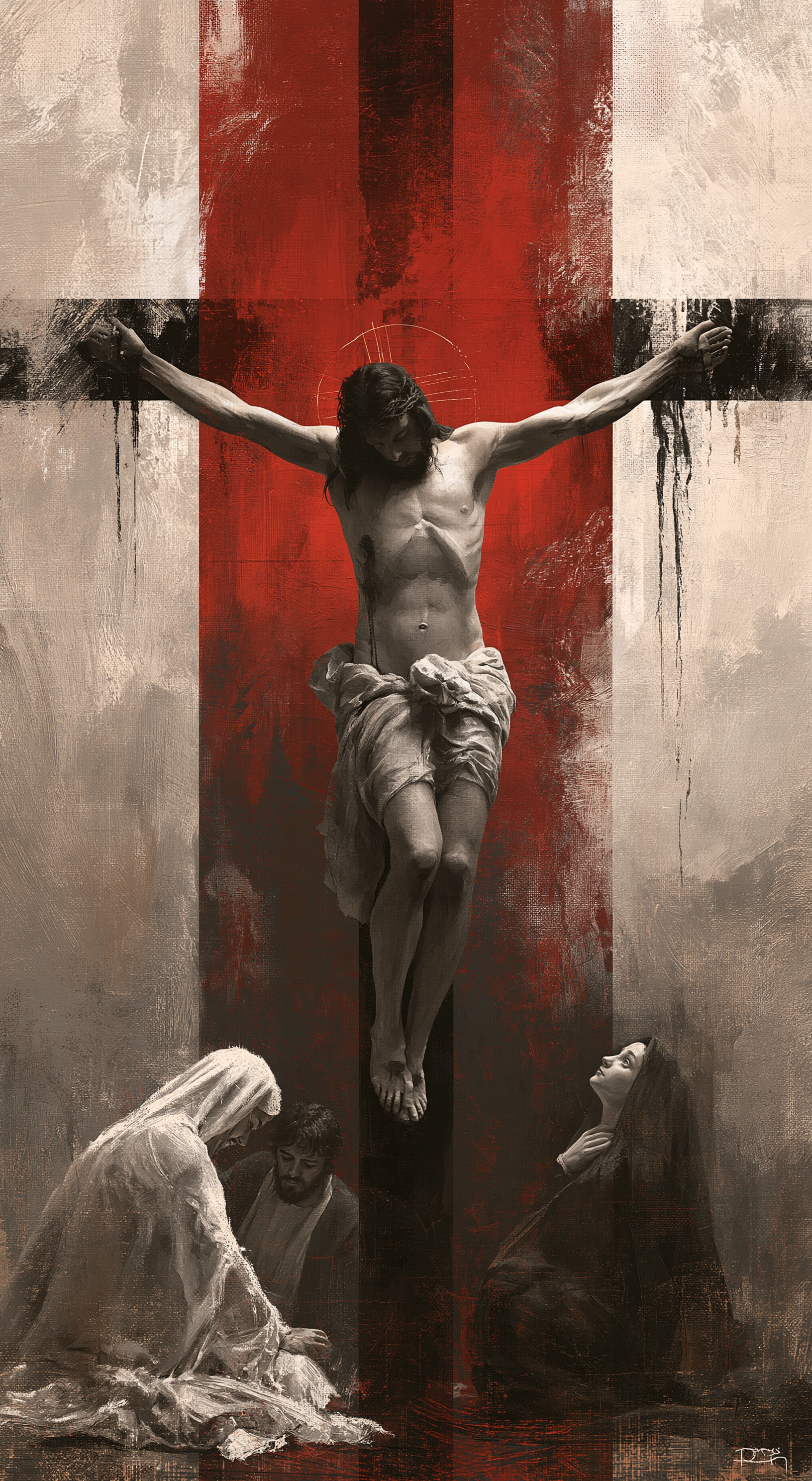 La Crucifixion — Rouge du sacrifice · Portrait n° 5 — aperçu de la finition sélectionnée