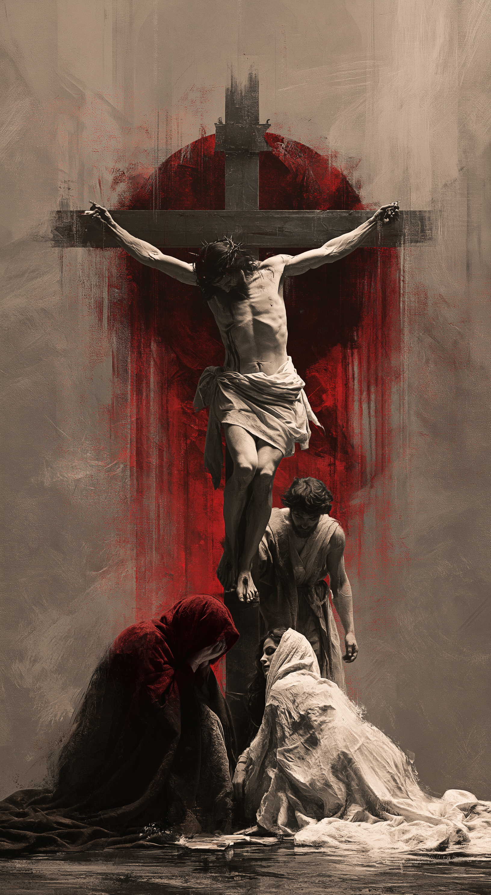 La Crucifixion — Rouge du sacrifice · Portrait n° 7 — aperçu de la finition sélectionnée