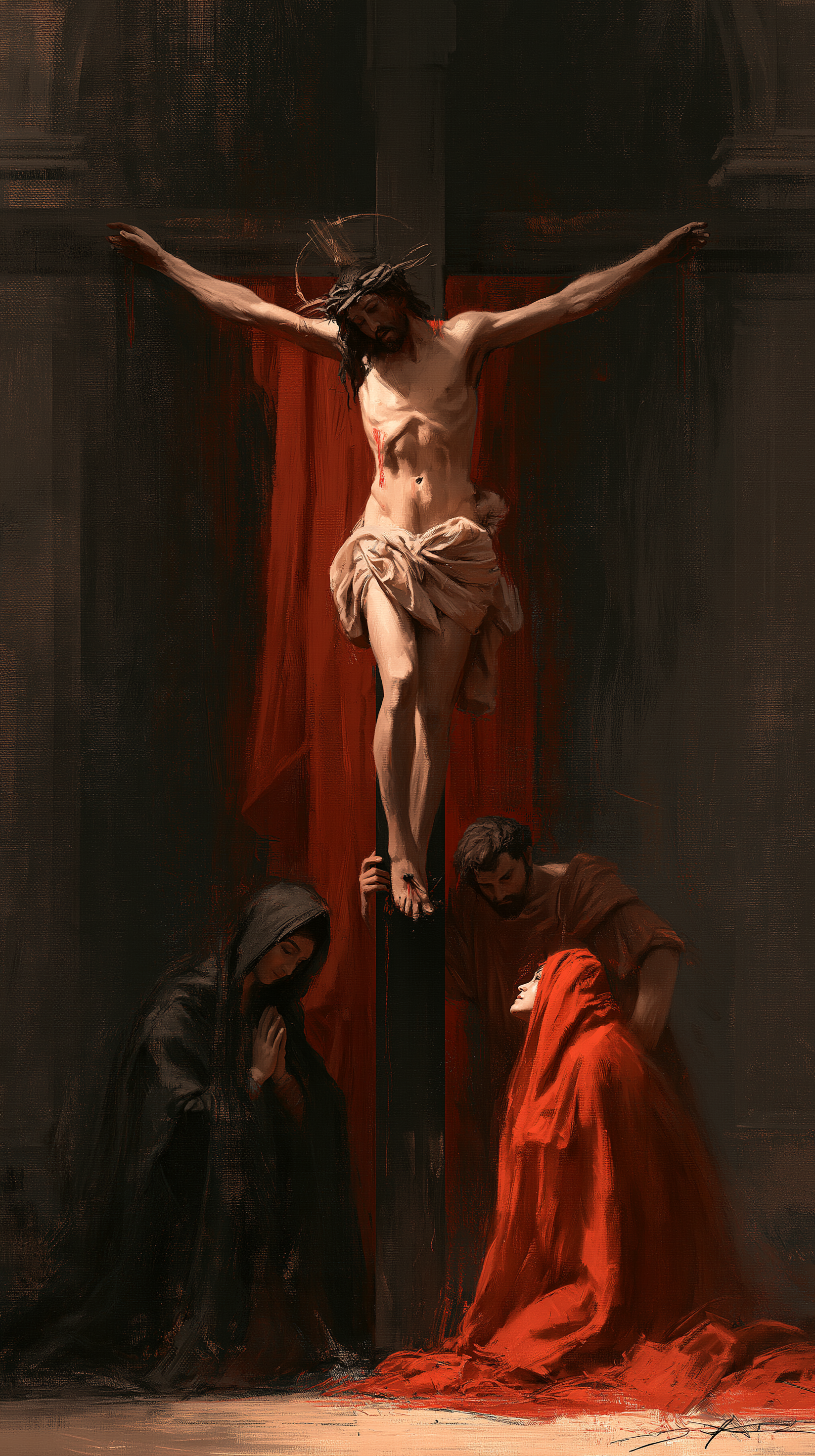 La Crucifixion — Rouge du sacrifice · Portrait n° 8 — aperçu de la finition sélectionnée
