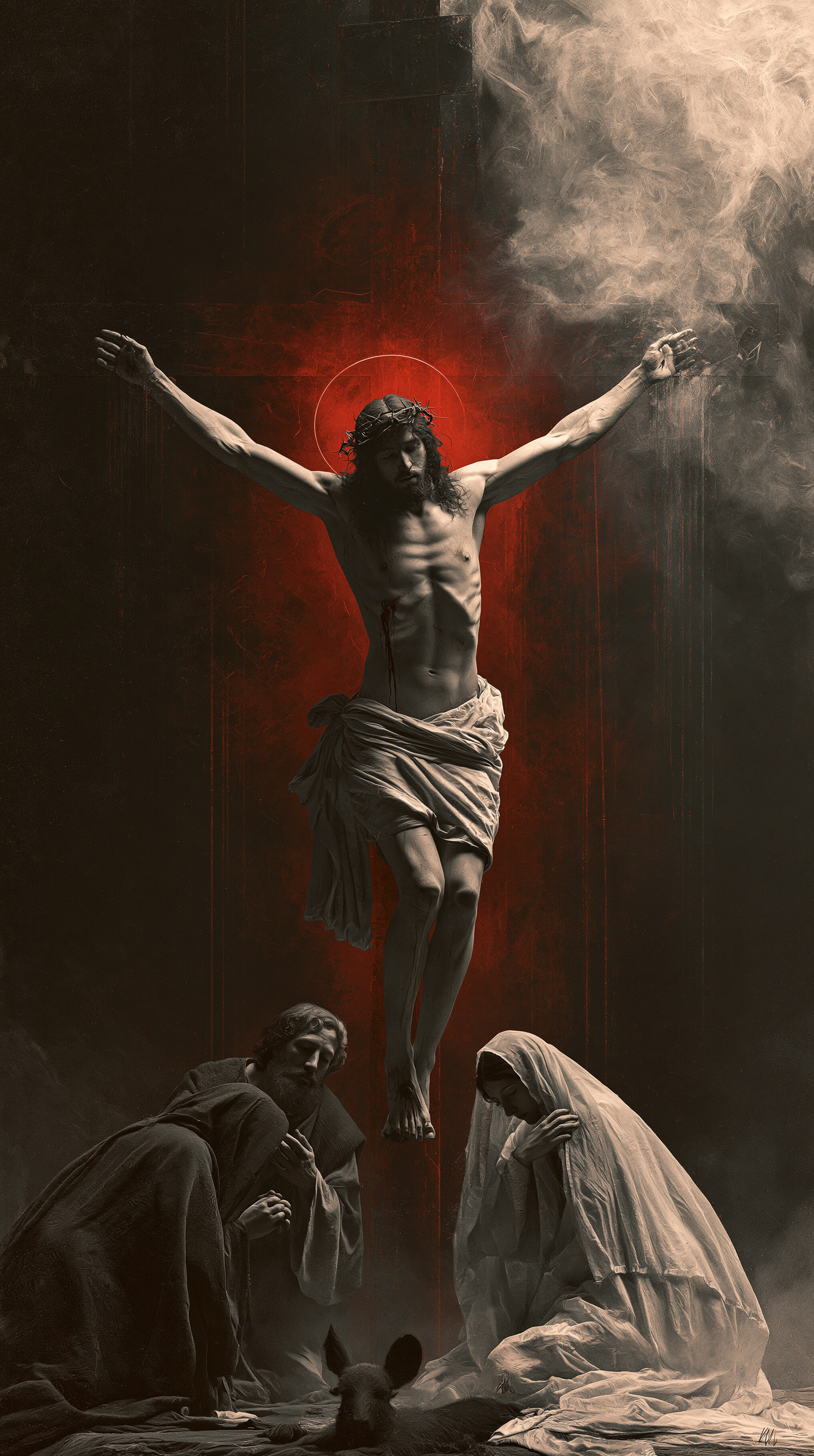 La Crucifixion — Rouge du sacrifice · Portrait n° 9 — aperçu de la finition sélectionnée