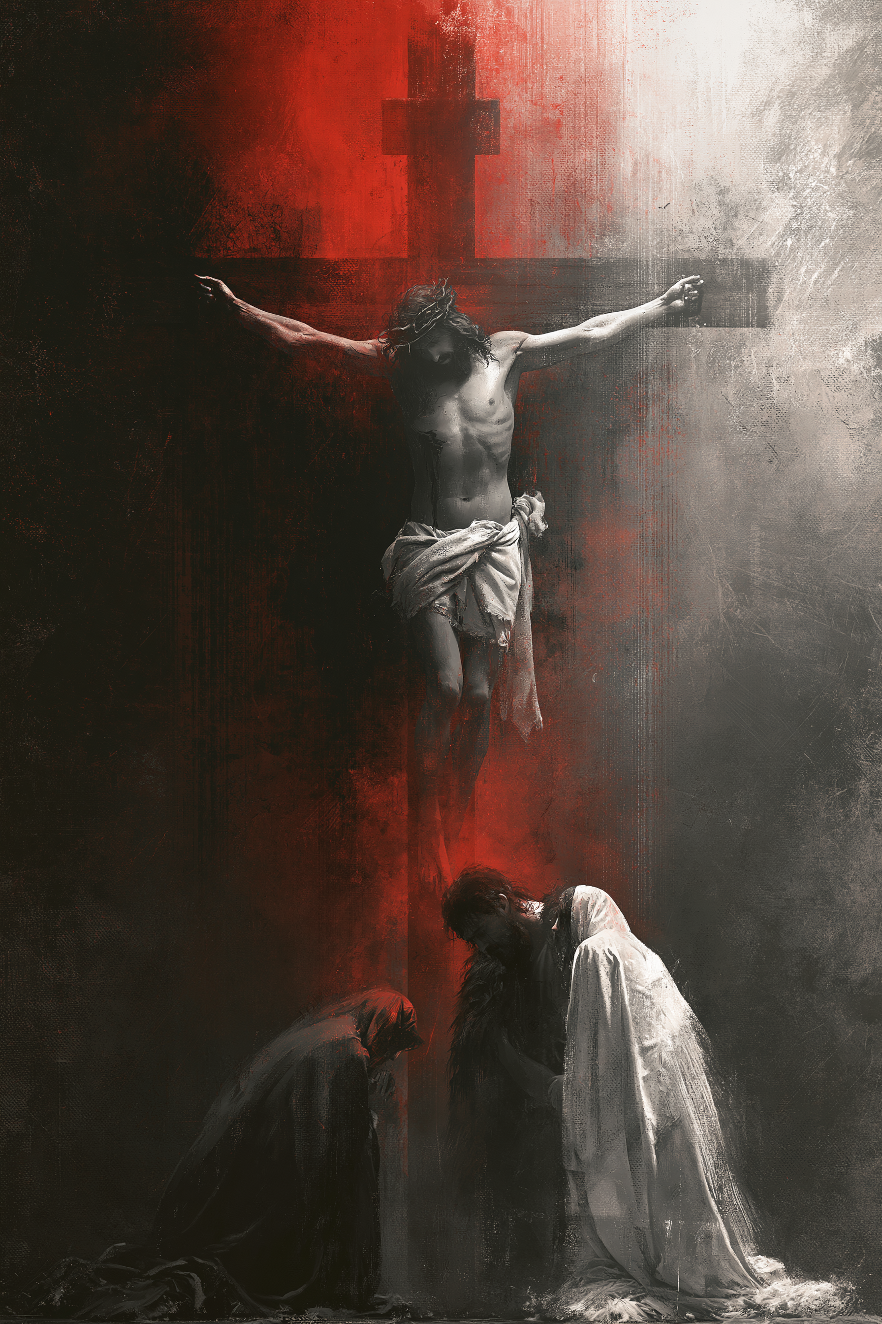 La Crucifixion — Rouge du sacrifice · Portrait n° 12 — aperçu de la finition sélectionnée