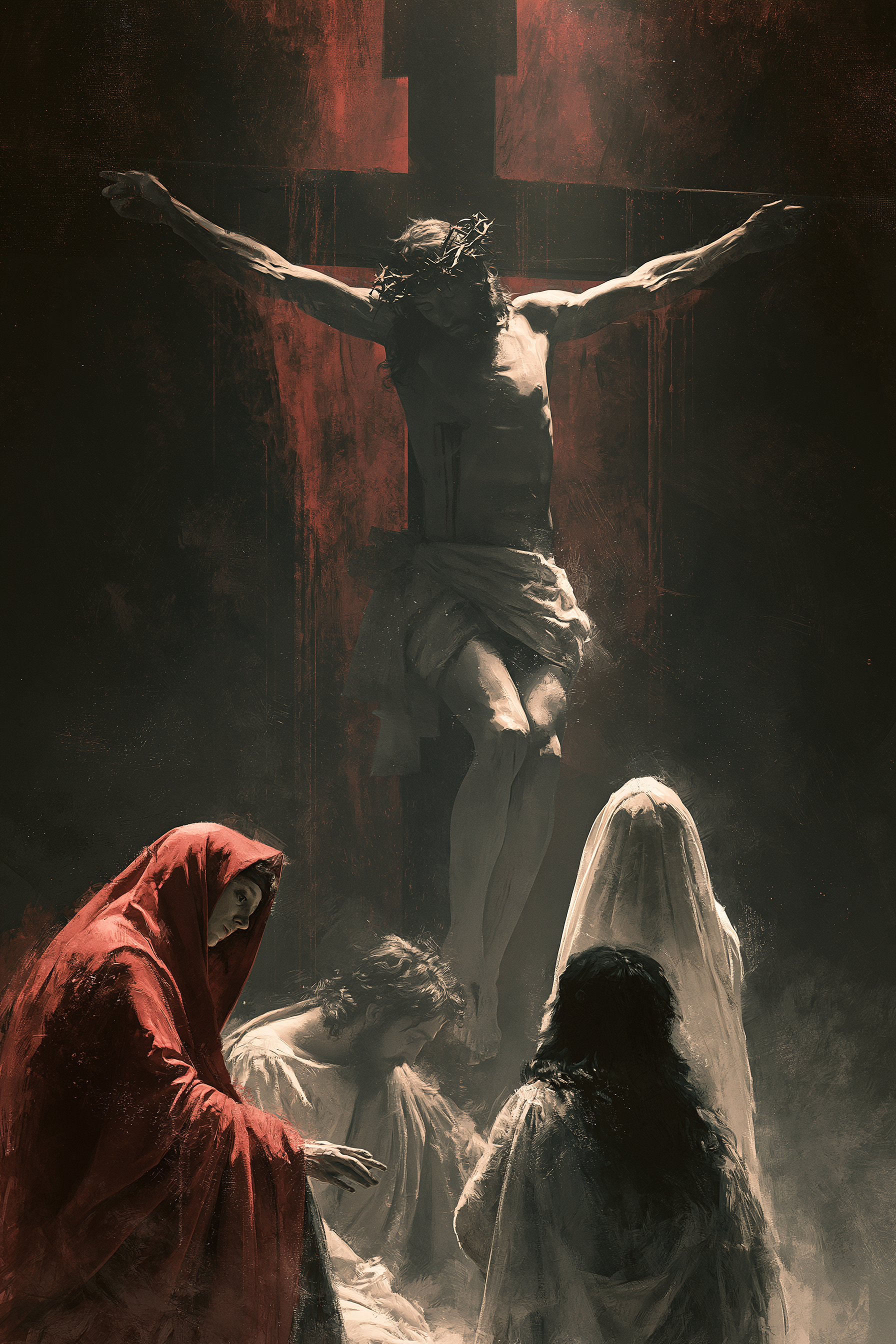 La Crucifixion — Rouge du sacrifice · Portrait n° 13 — aperçu de la finition sélectionnée