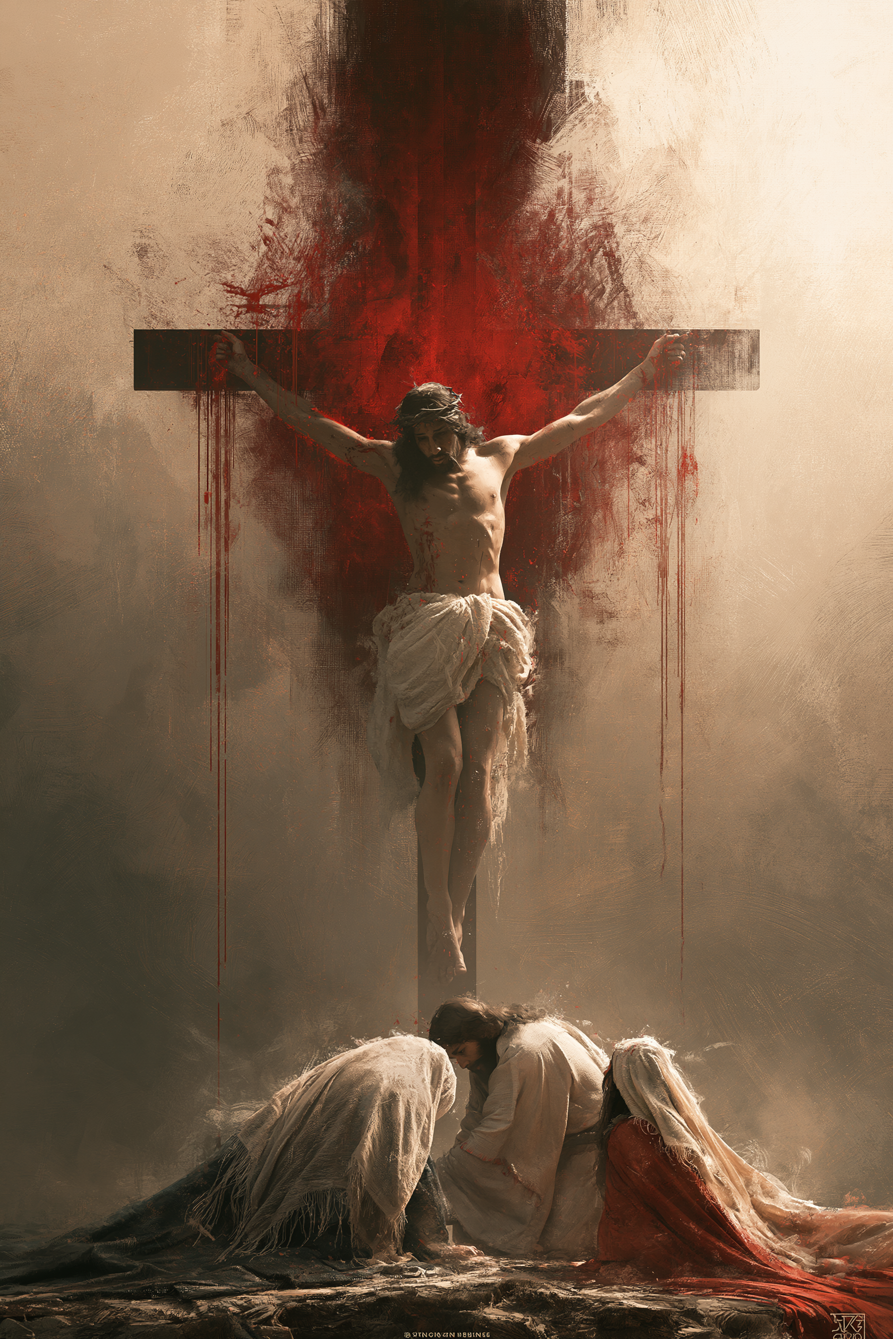La Crucifixion — Rouge du sacrifice · Portrait n° 14 — aperçu de la finition sélectionnée