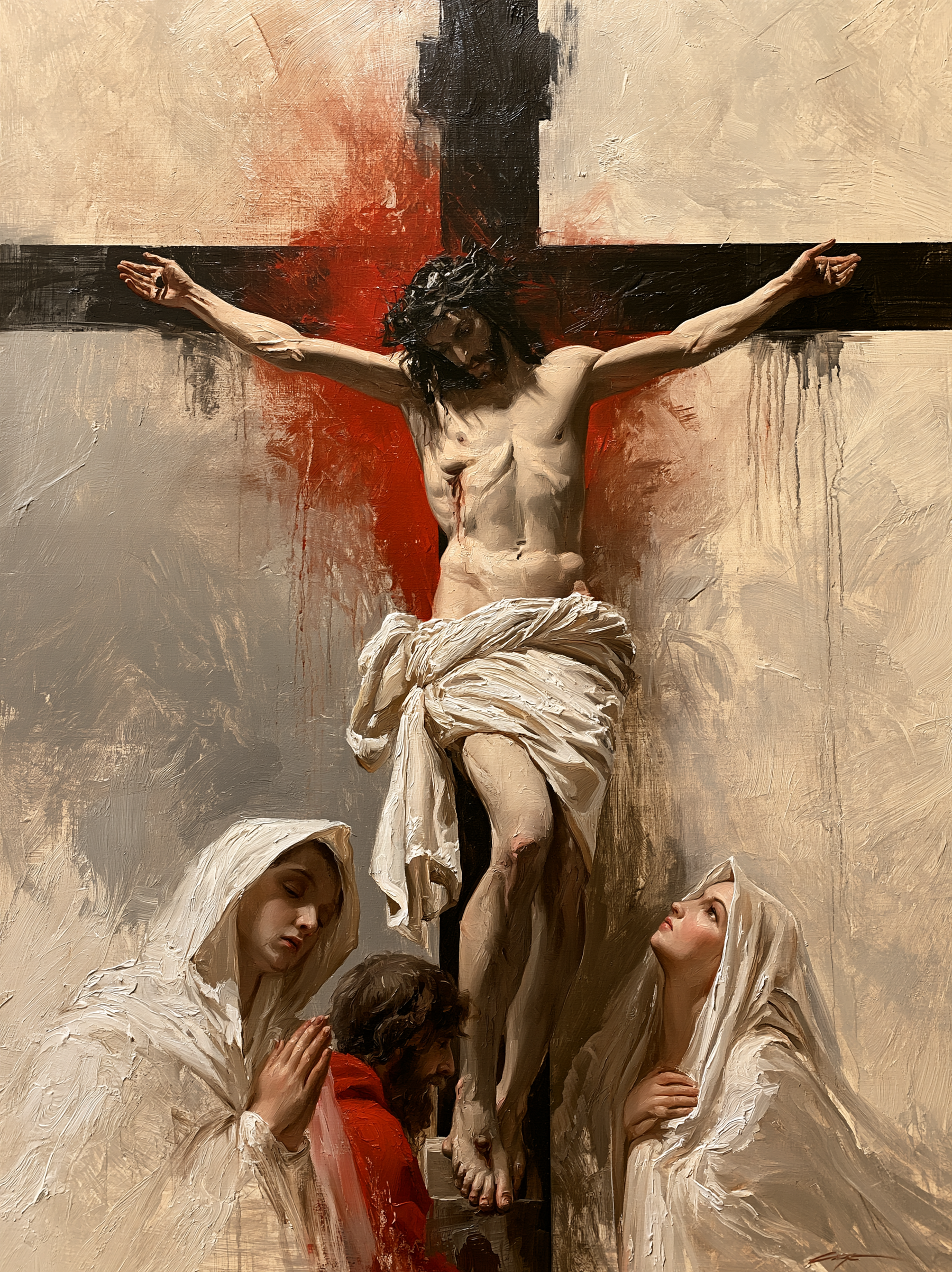 La Crucifixion — Rouge du sacrifice · Portrait n° 15 — aperçu de la finition sélectionnée