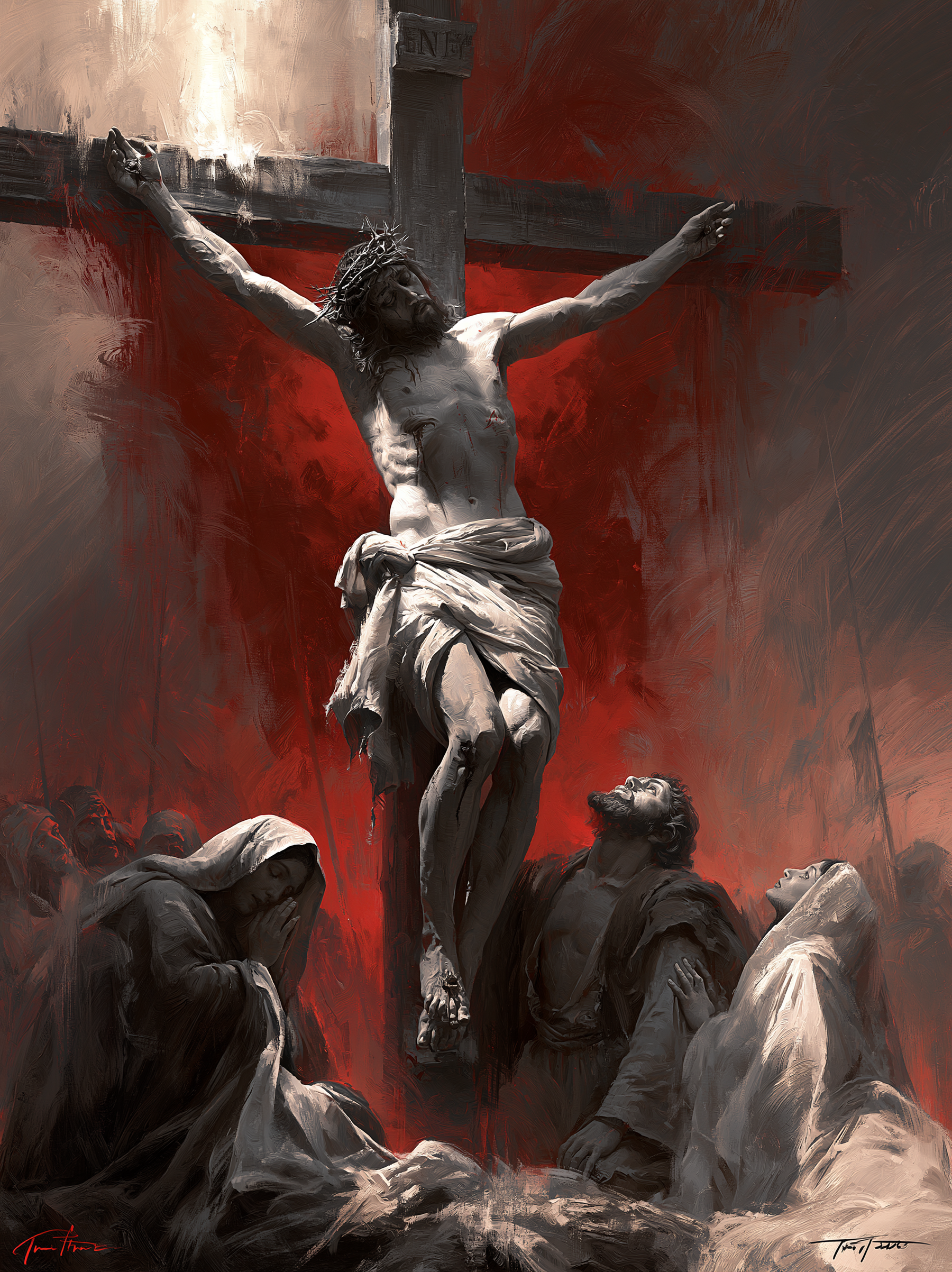 La Crucifixion — Rouge du sacrifice · Portrait n° 16 — aperçu de la finition sélectionnée