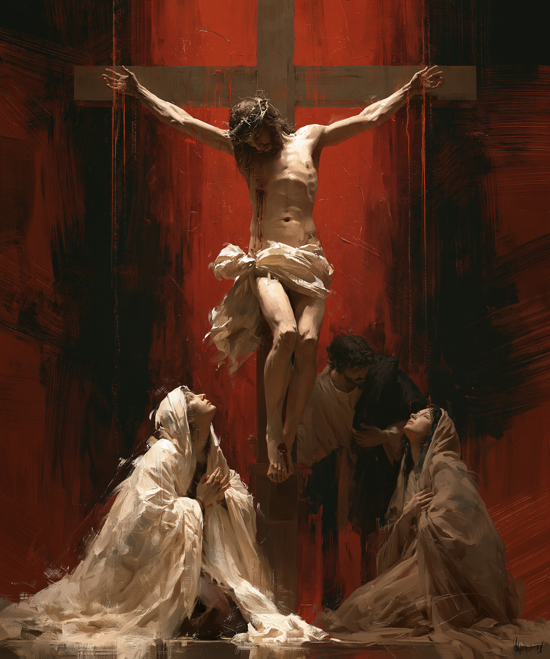 La Crucifixion — Rouge du sacrifice · Portrait n° 23 — aperçu de la finition sélectionnée