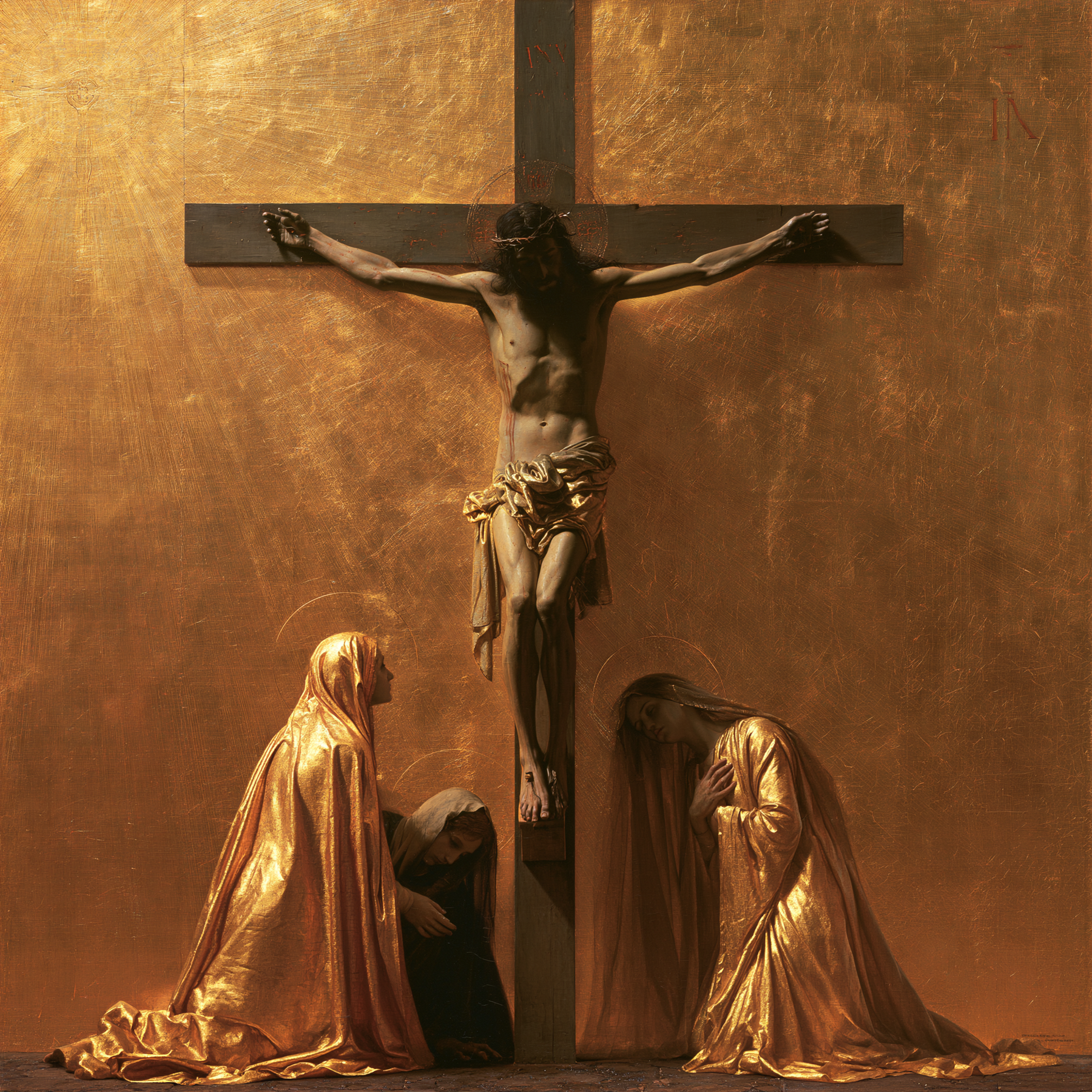 La Crucifixion — Sacré doré · Carré n° 1 — aperçu de la finition sélectionnée