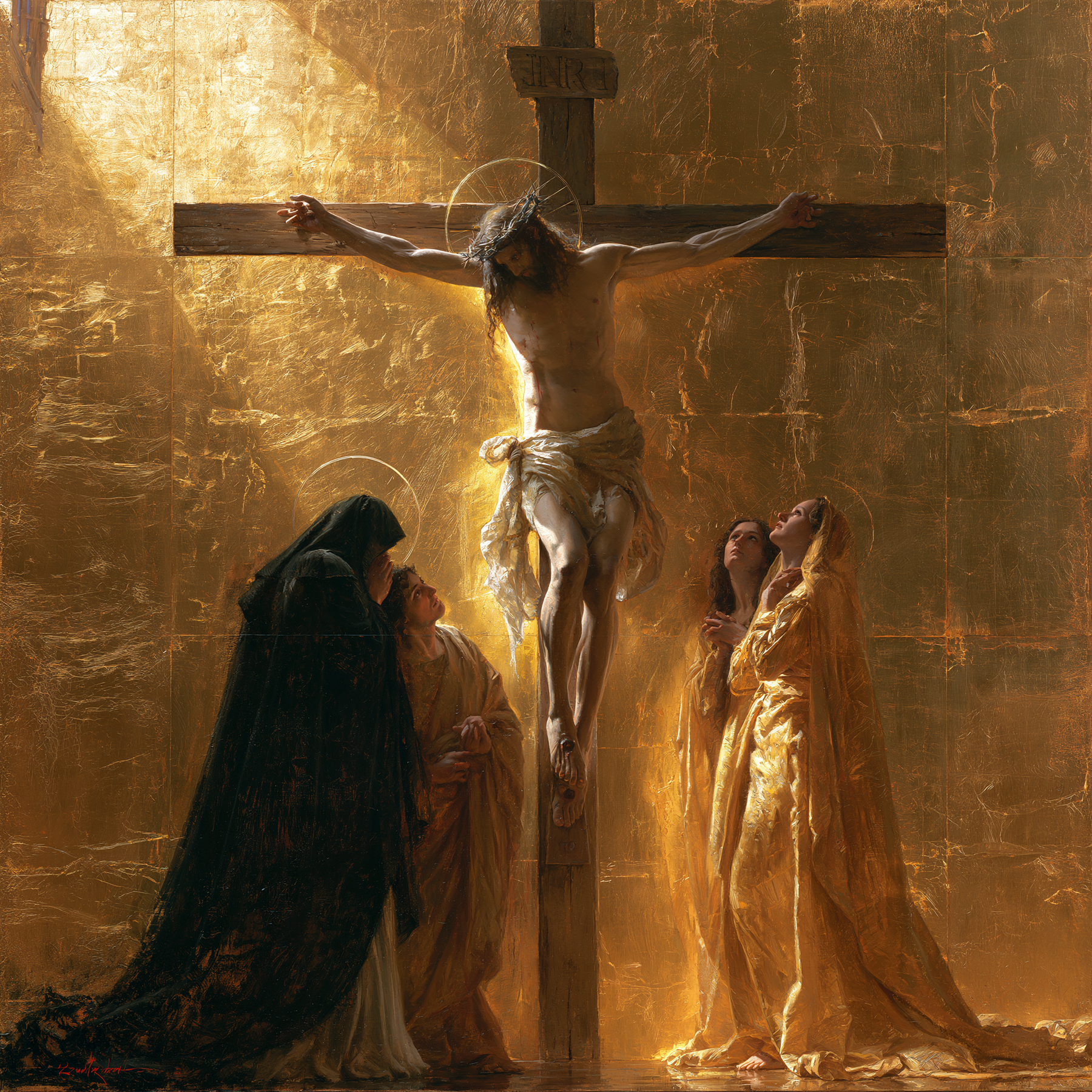 La Crucifixion — Sacré doré · Carré n° 3 — aperçu de la finition sélectionnée