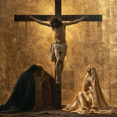 The Crucifixion — The Seated Prayer in Golden Linen