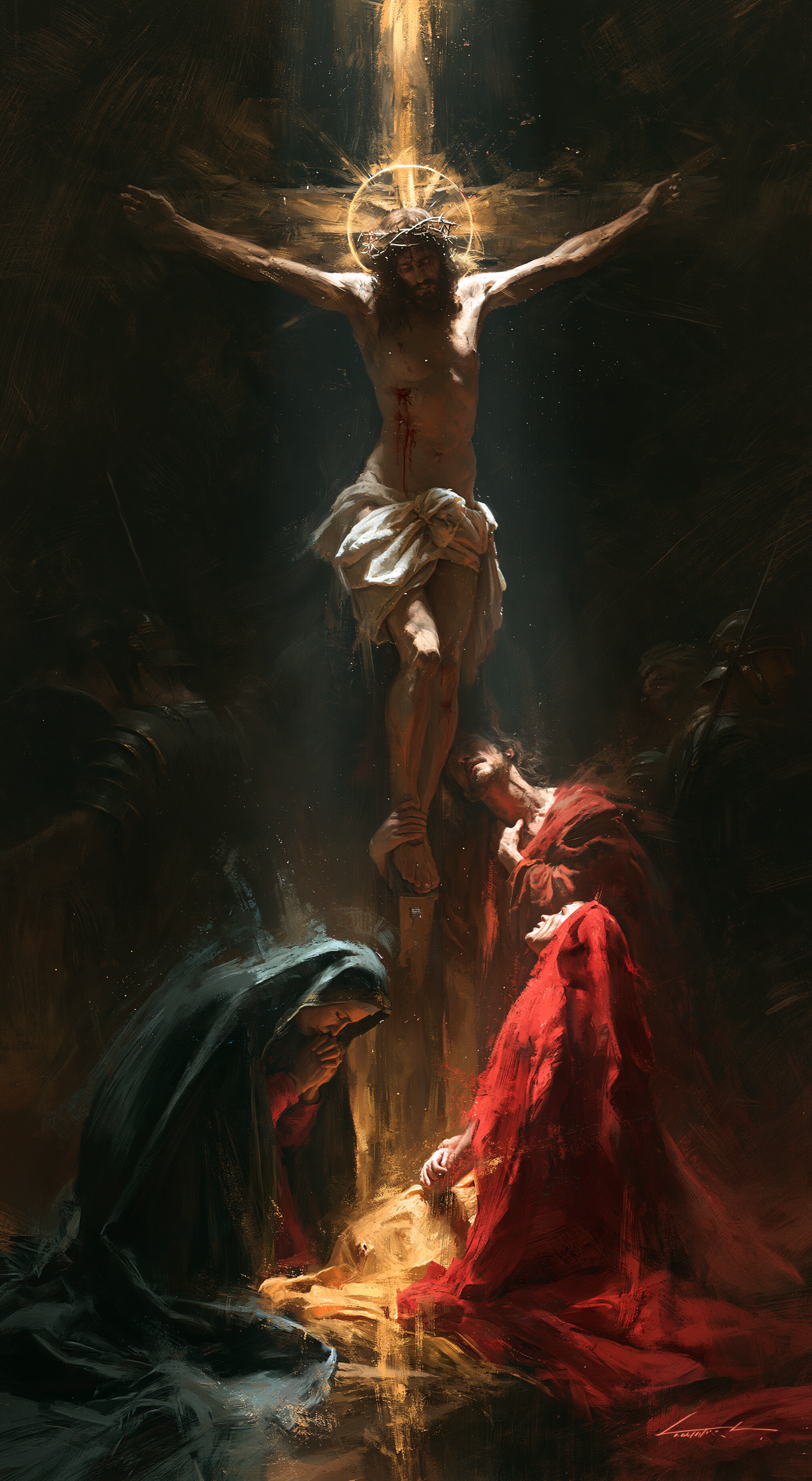 La Crucifixion — Silence sacré · Portrait n° 5 — aperçu de la finition sélectionnée