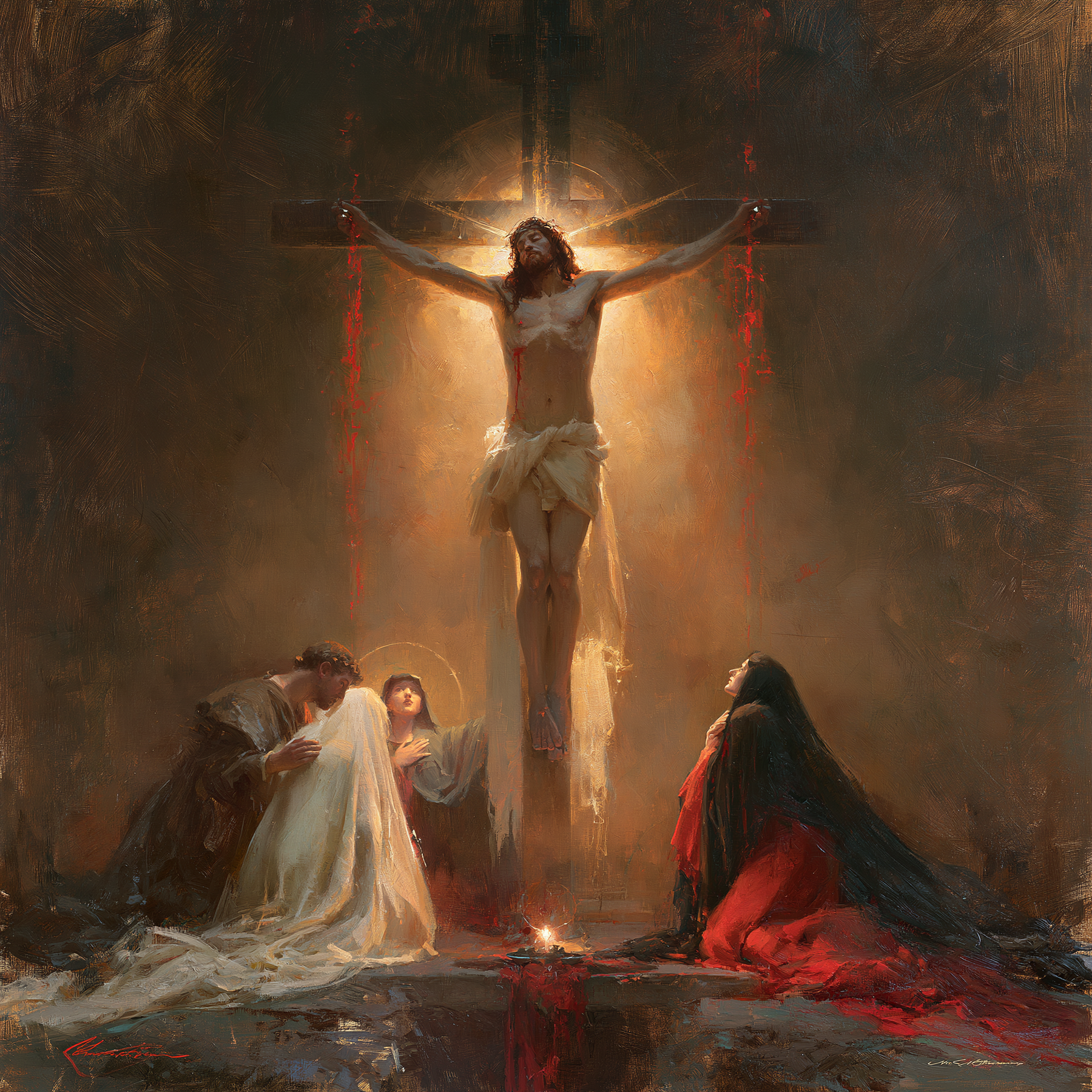 La Crucifixion — Symbolisme eucharistique · Carré n° 1 — aperçu de la finition sélectionnée