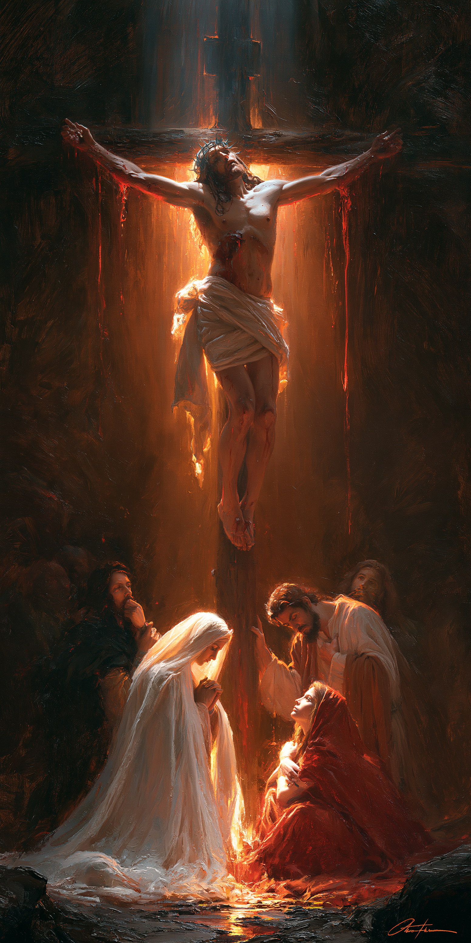 La Crucifixion — Symbolisme eucharistique · Portrait n° 1 — aperçu de la finition sélectionnée