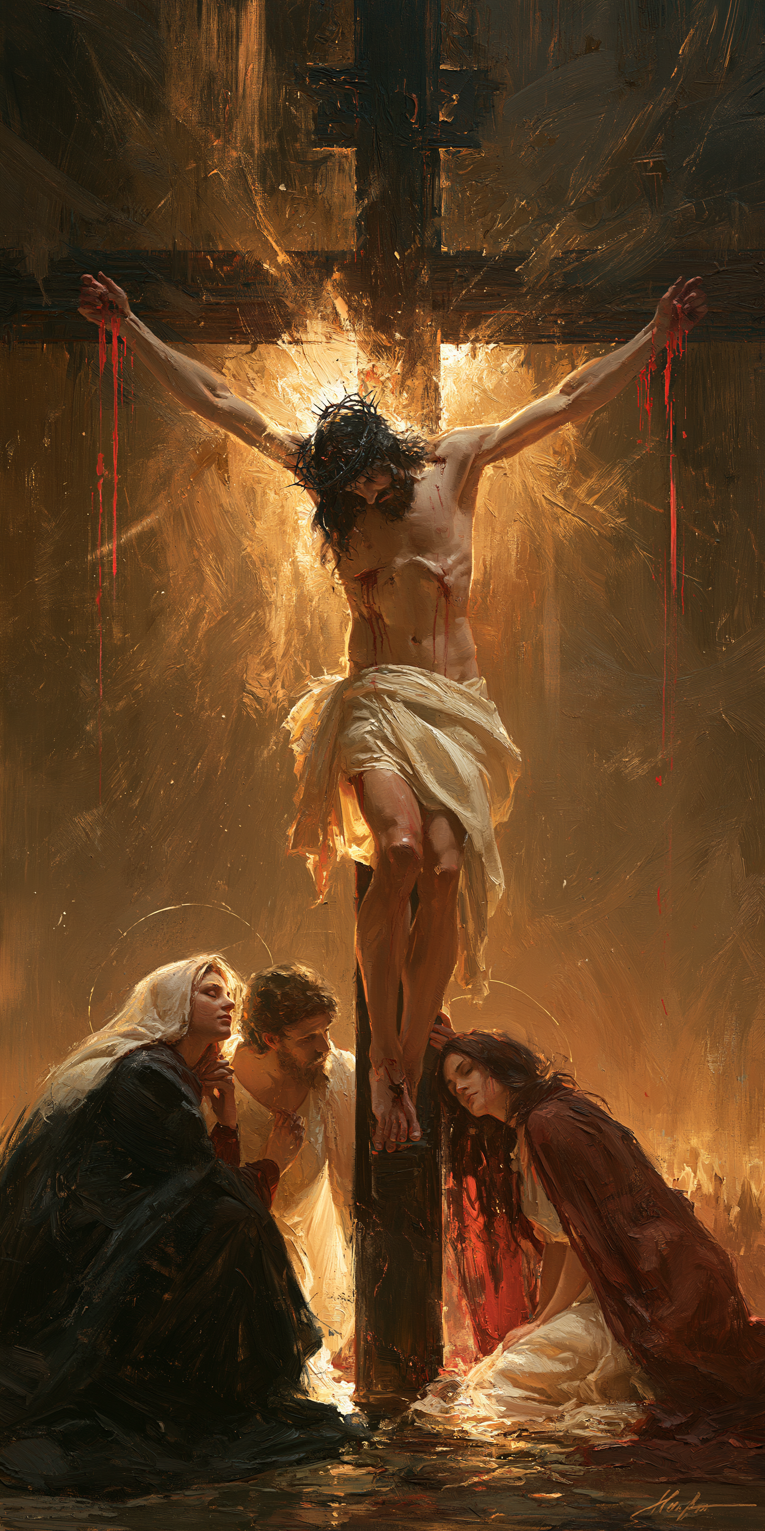 La Crucifixion — Symbolisme eucharistique · Portrait n° 2 — aperçu de la finition sélectionnée
