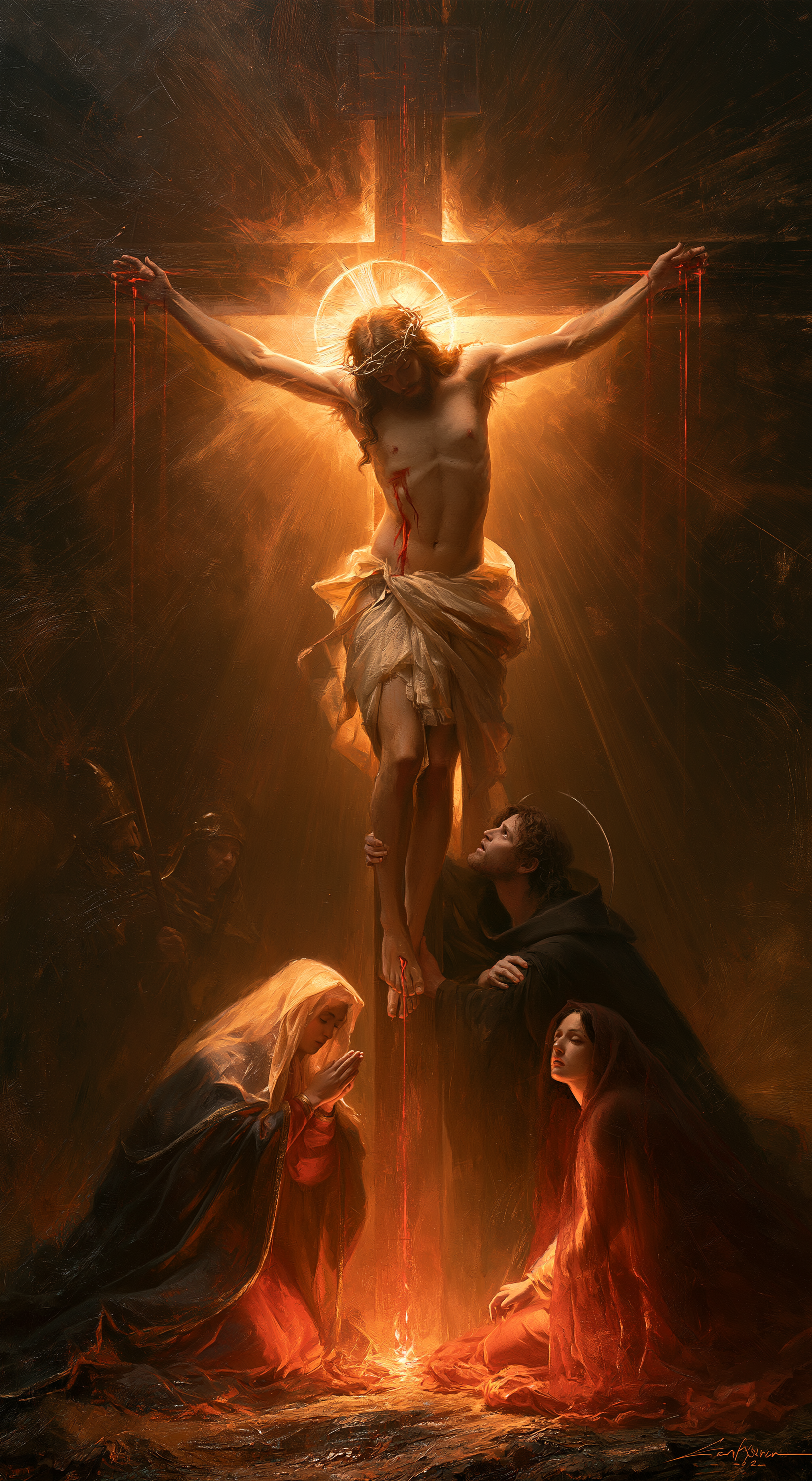 La Crucifixion — Symbolisme eucharistique · Portrait n° 5 — aperçu de la finition sélectionnée