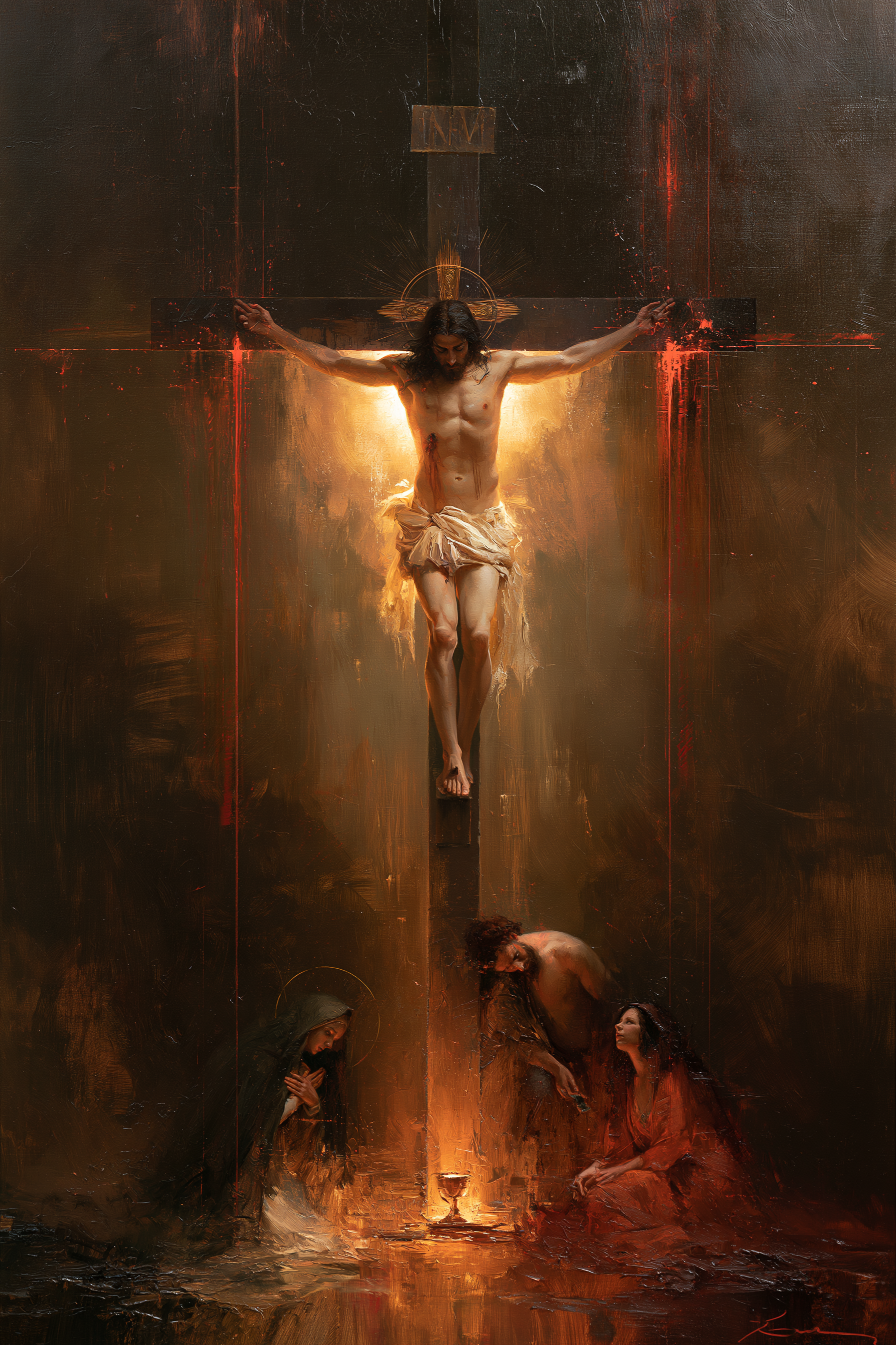 La Crucifixion — Symbolisme eucharistique · Portrait n° 7 — aperçu de la finition sélectionnée