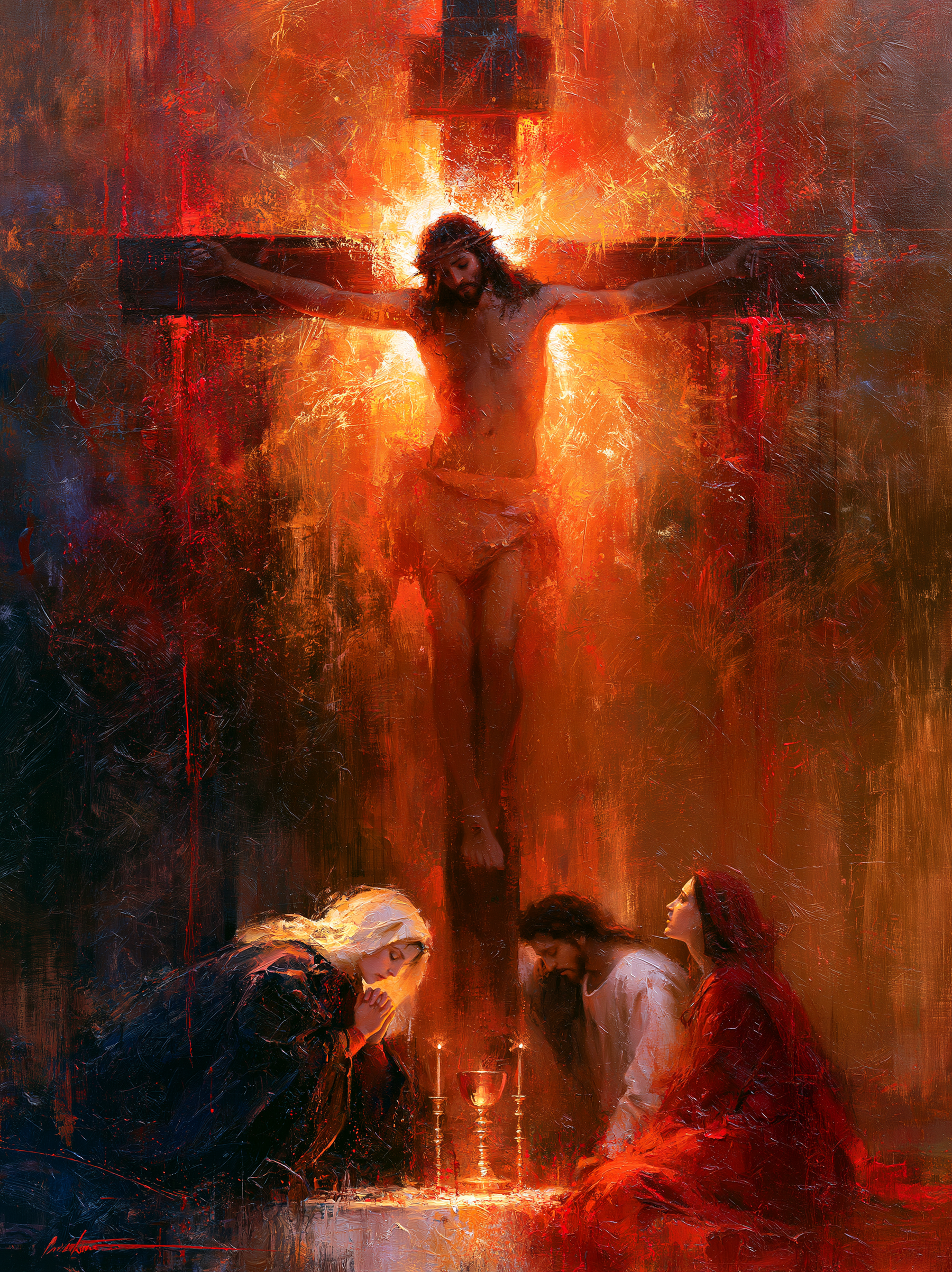 La Crucifixion — Symbolisme eucharistique · Portrait n° 10 — aperçu de la finition sélectionnée