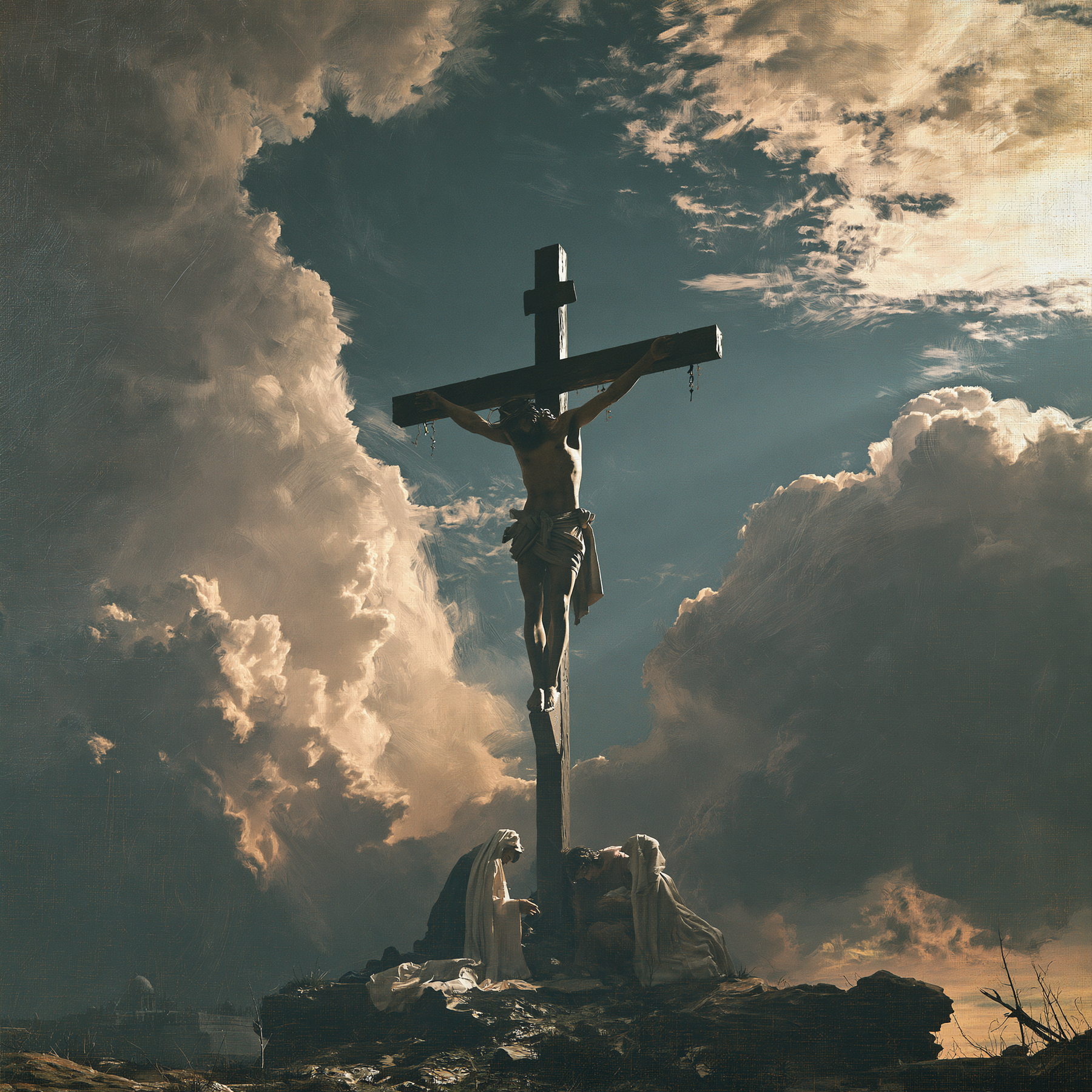 La Crucifixion — Vue monumentale sacrée · Carré n° 1 — aperçu de la finition sélectionnée