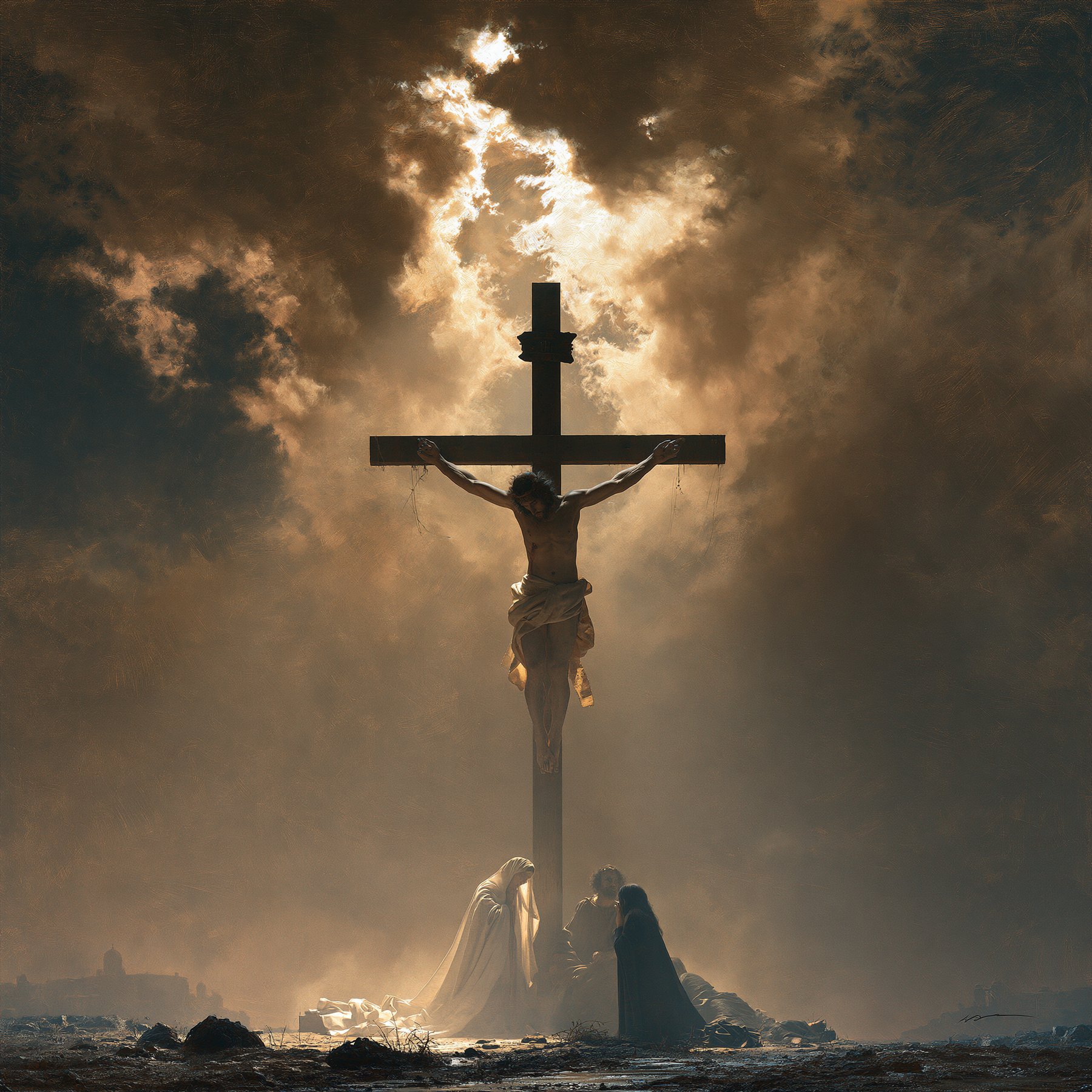 La Crucifixion — Vue monumentale sacrée · Carré n° 4 — aperçu de la finition sélectionnée