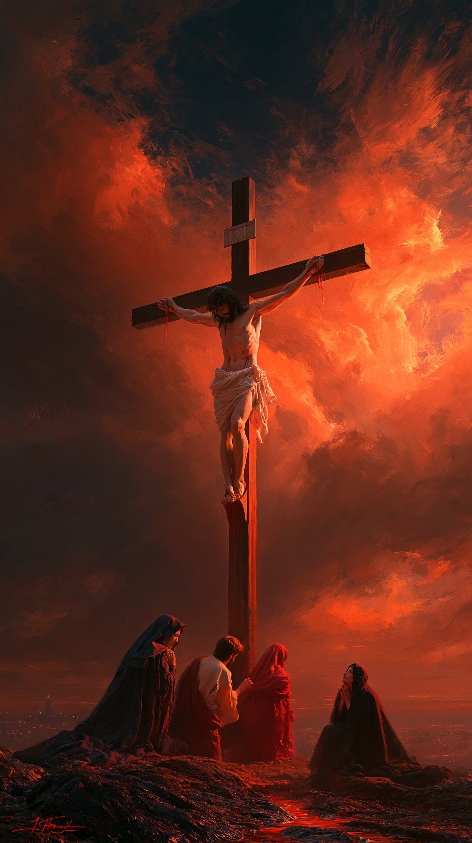 La Crucifixion — Vue monumentale sacrée · Portrait n° 2 — aperçu de la finition sélectionnée