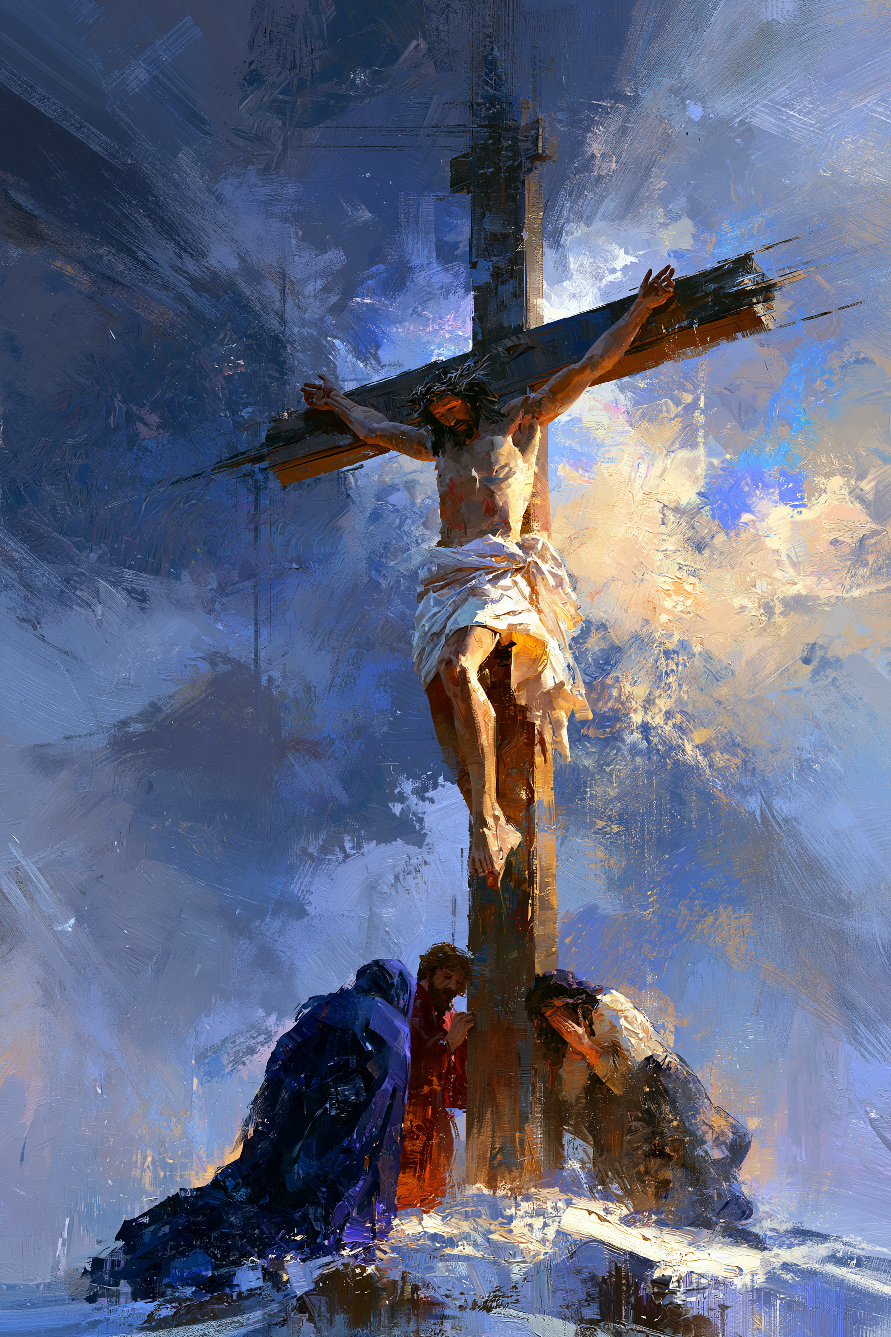 La Crucifixion — Vue monumentale sacrée · Portrait n° 5 — aperçu de la finition sélectionnée