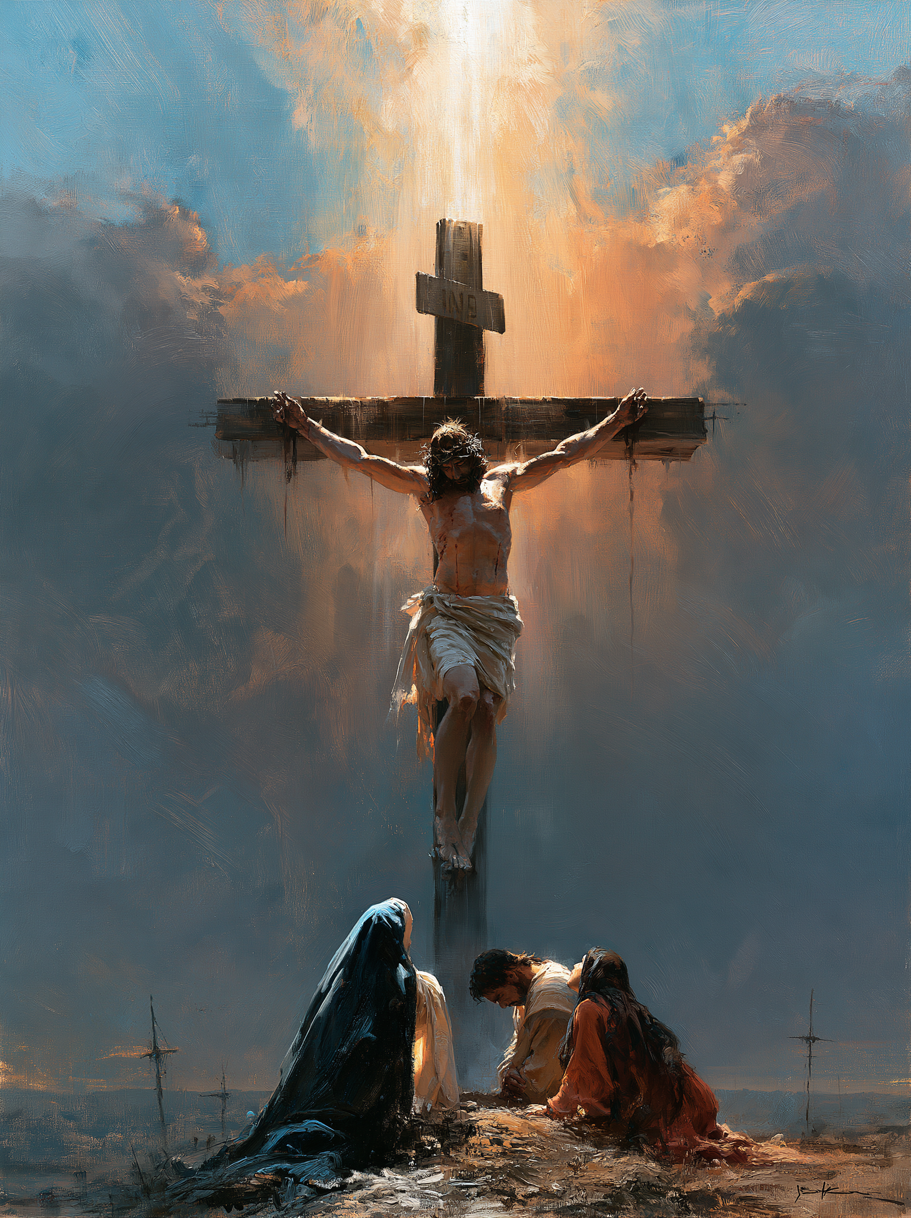 La Crucifixion — Vue monumentale sacrée · Portrait n° 7 — aperçu de la finition sélectionnée