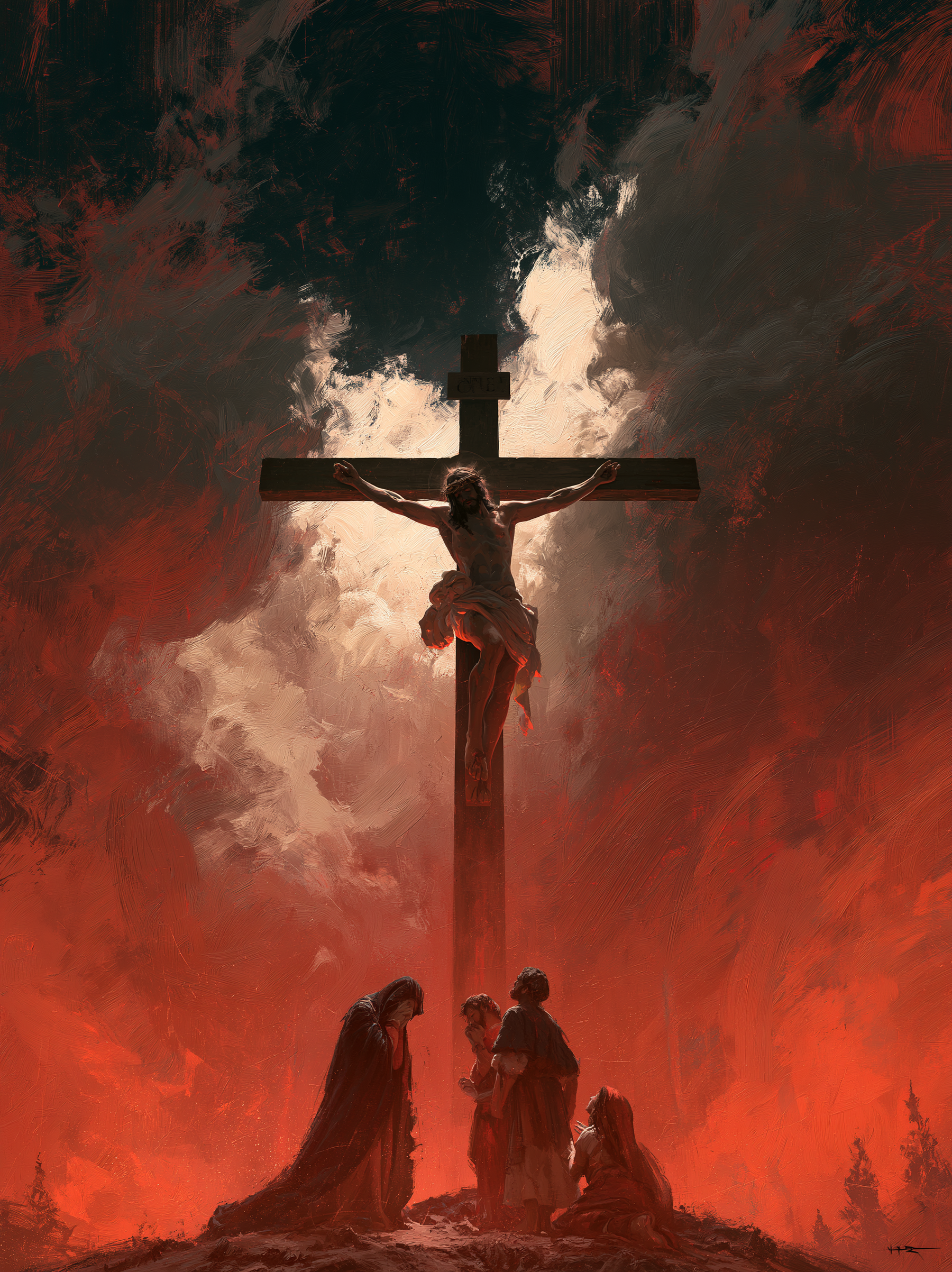 La Crucifixion — Vue monumentale sacrée · Portrait n° 9 — aperçu de la finition sélectionnée