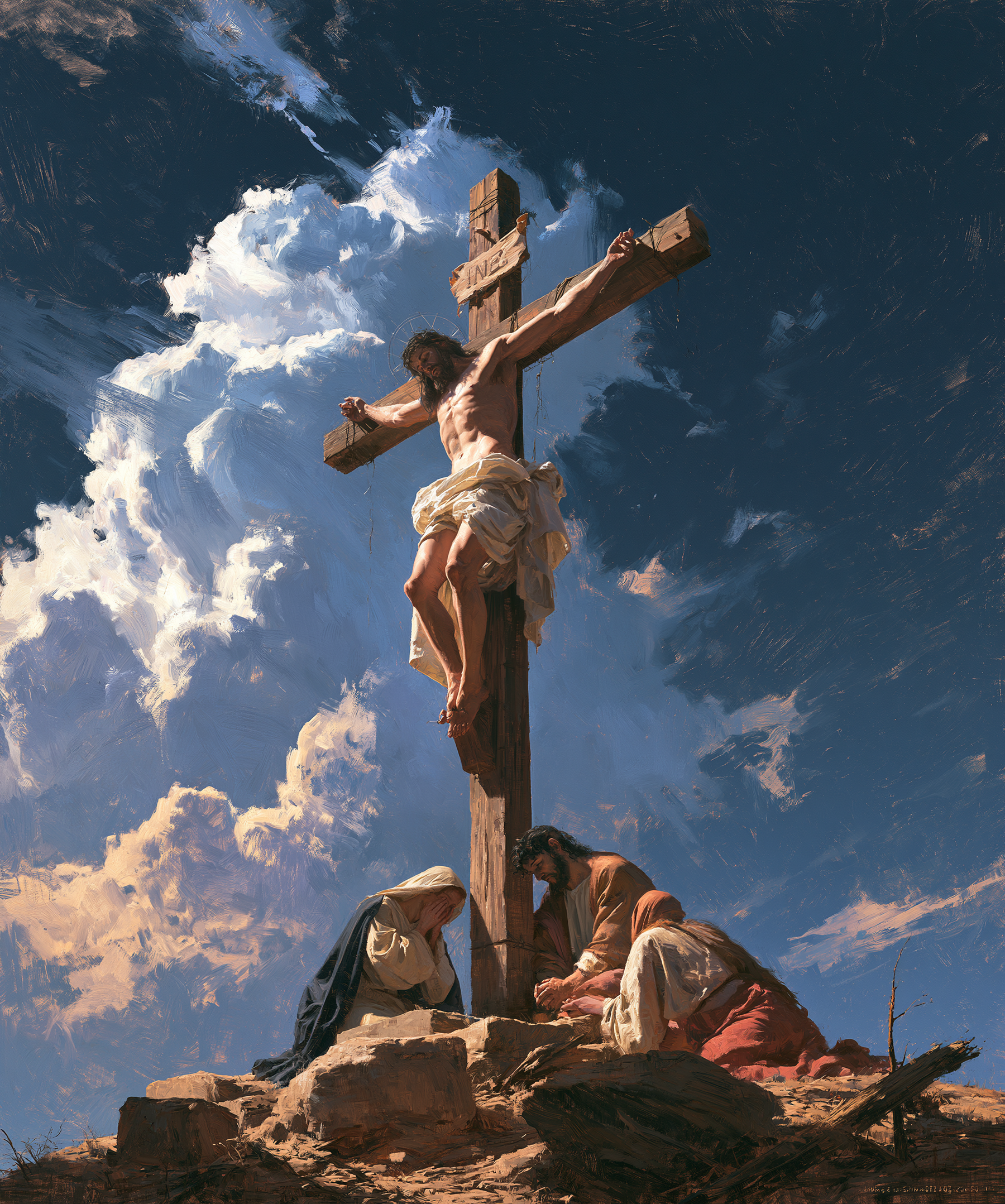 La Crucifixion — Vue monumentale sacrée · Portrait n° 10 — aperçu de la finition sélectionnée