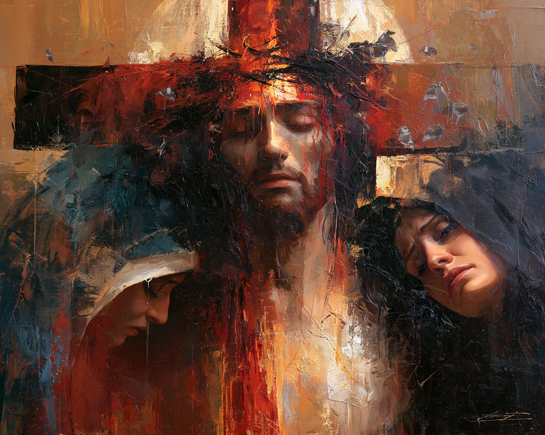 La Crucifixion — Vue rapprochée psychologique · Paysage n° 1 — aperçu de la finition sélectionnée