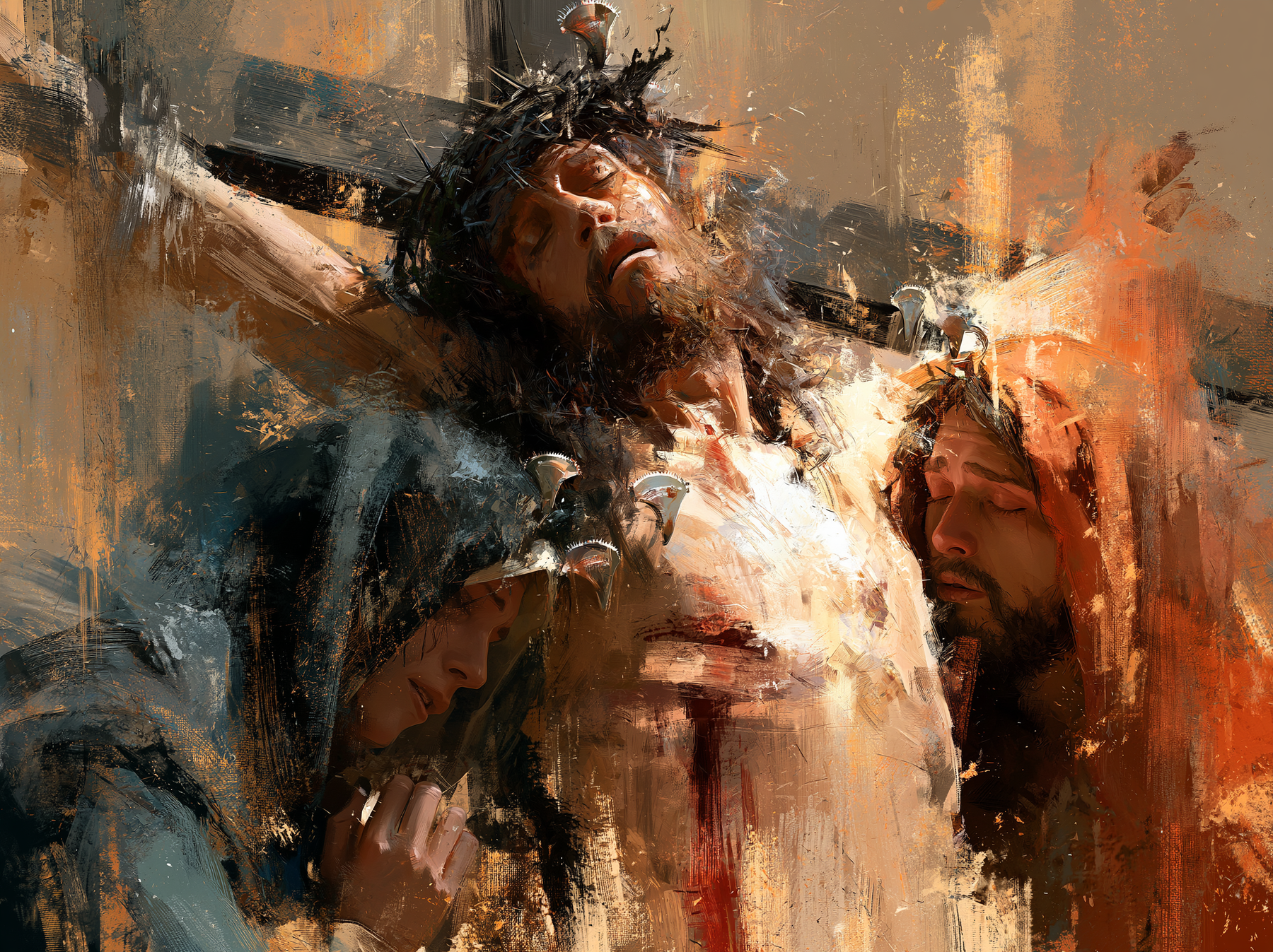 La Crucifixion — Vue rapprochée psychologique · Paysage n° 2 — aperçu de la finition sélectionnée
