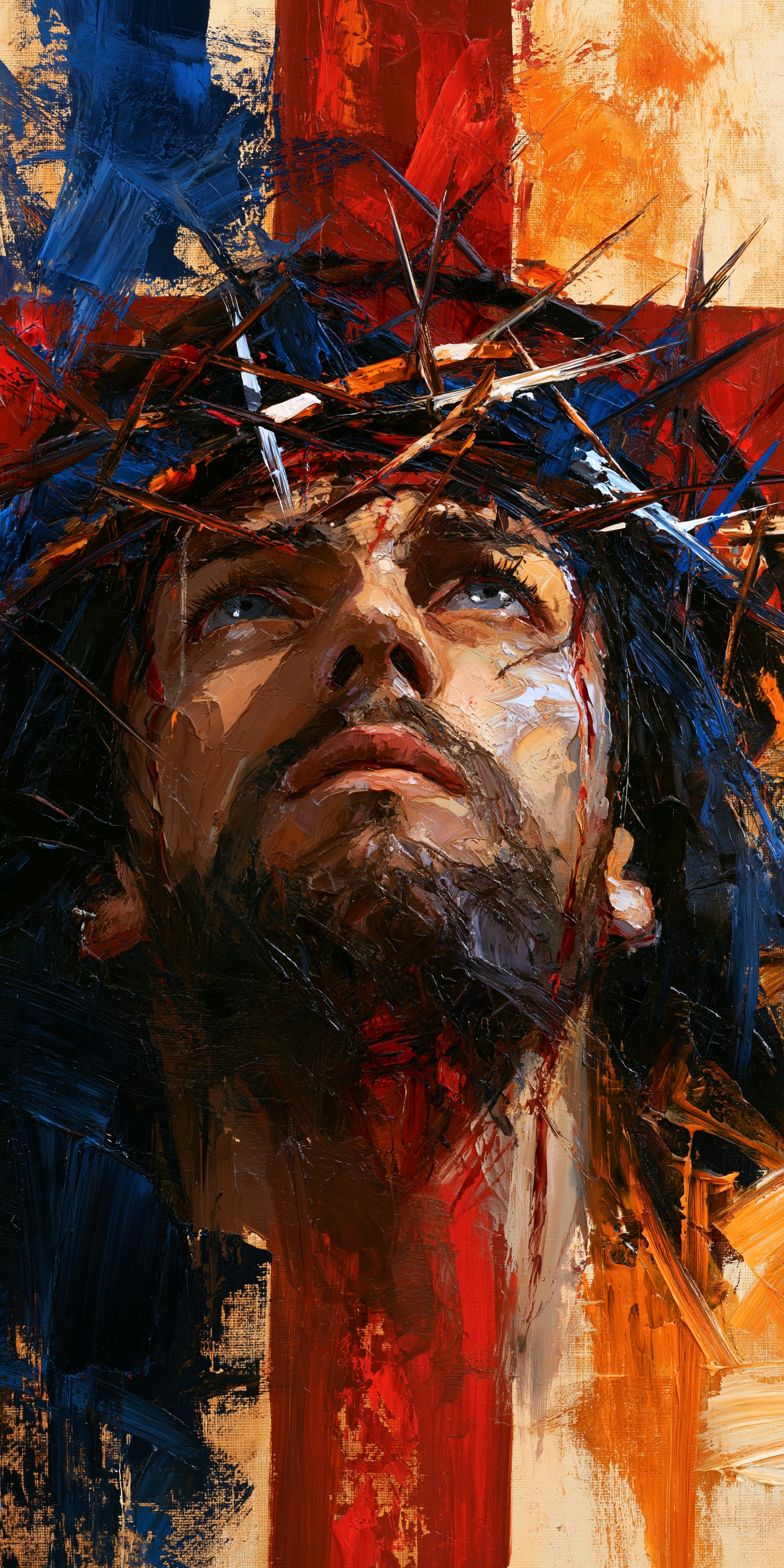 La Crucifixion — Vue rapprochée psychologique · Portrait n° 1 — aperçu de la finition sélectionnée