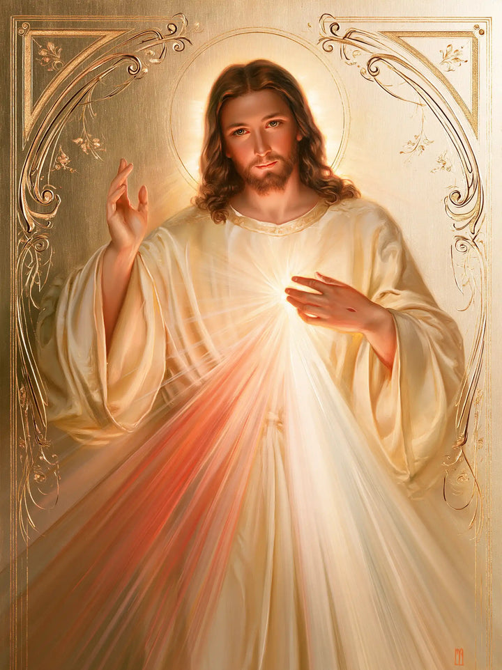 Divine Mercy Jesus — Radiance in Golden Corners