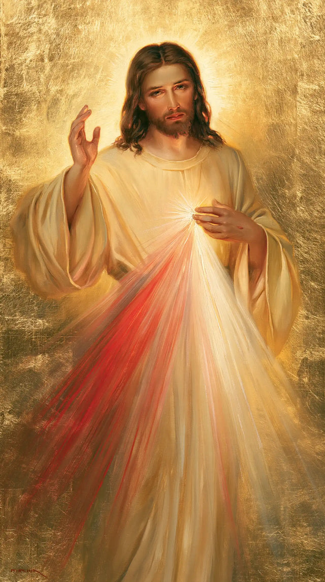 Divine Mercy Jesus — The Blessing in Shimmering Gold