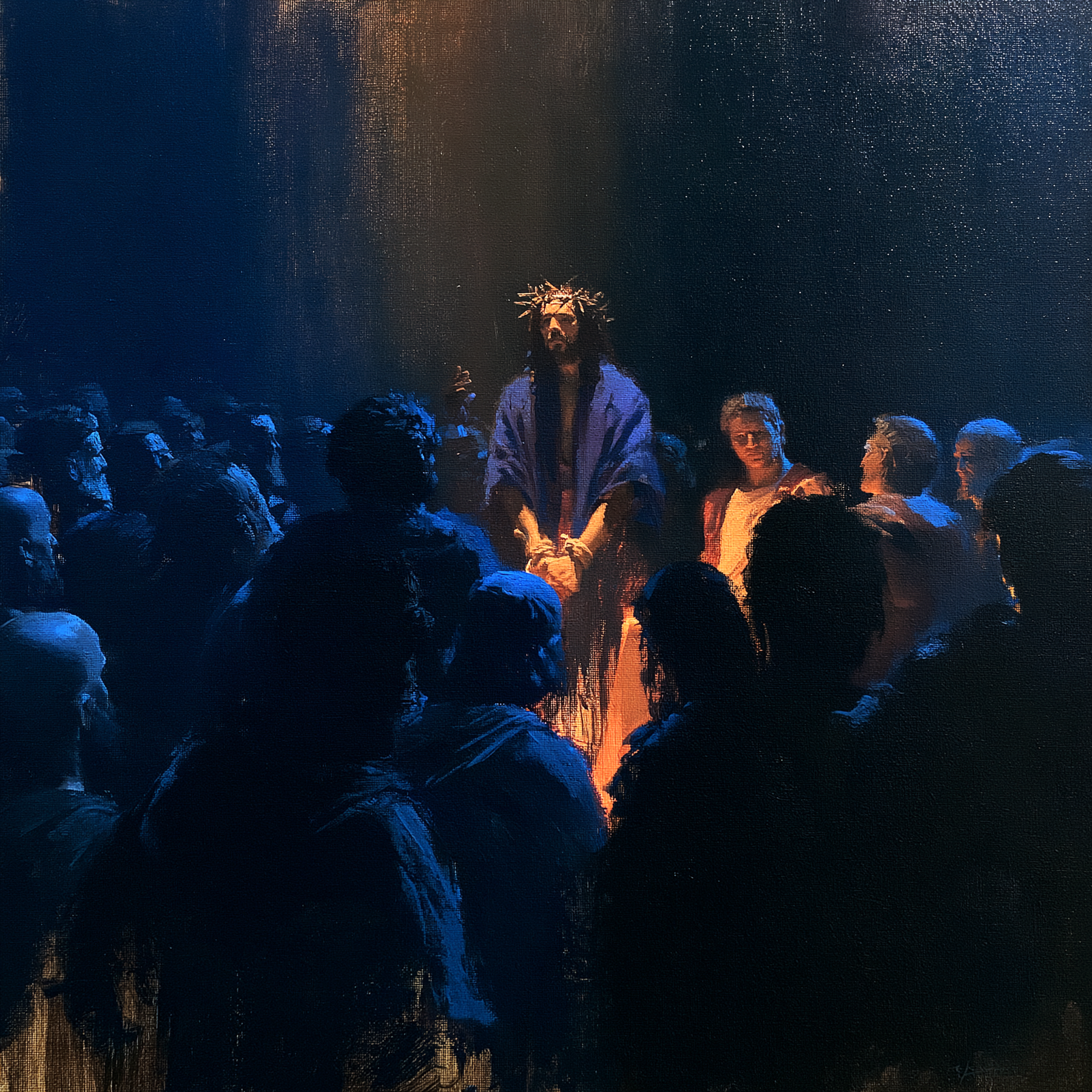 Ecce Homo — Clair-obscur bleu nuit · Carré n° 1 — aperçu de la finition sélectionnée