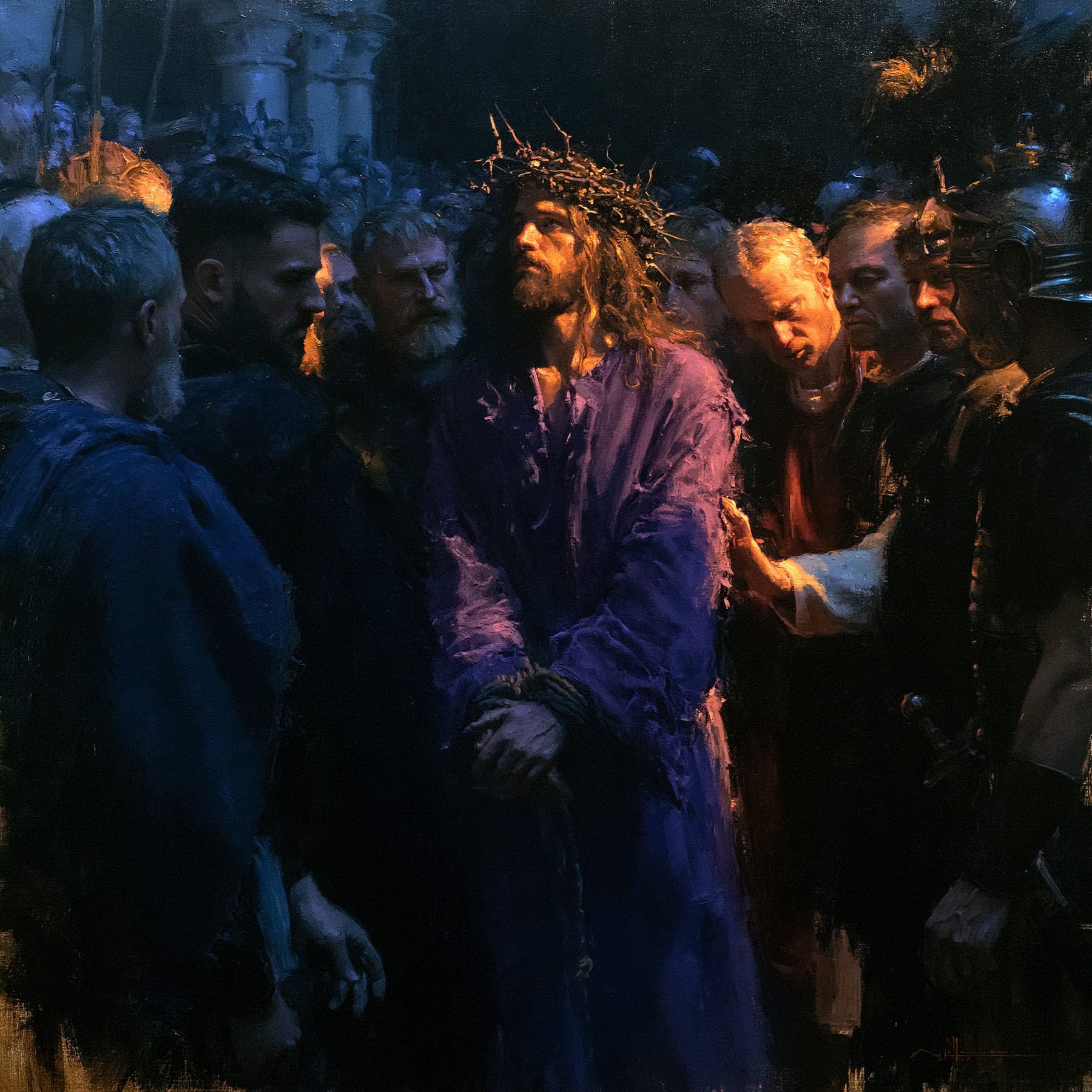 Ecce Homo — Clair-obscur bleu nuit · Carré n° 2 — aperçu de la finition sélectionnée