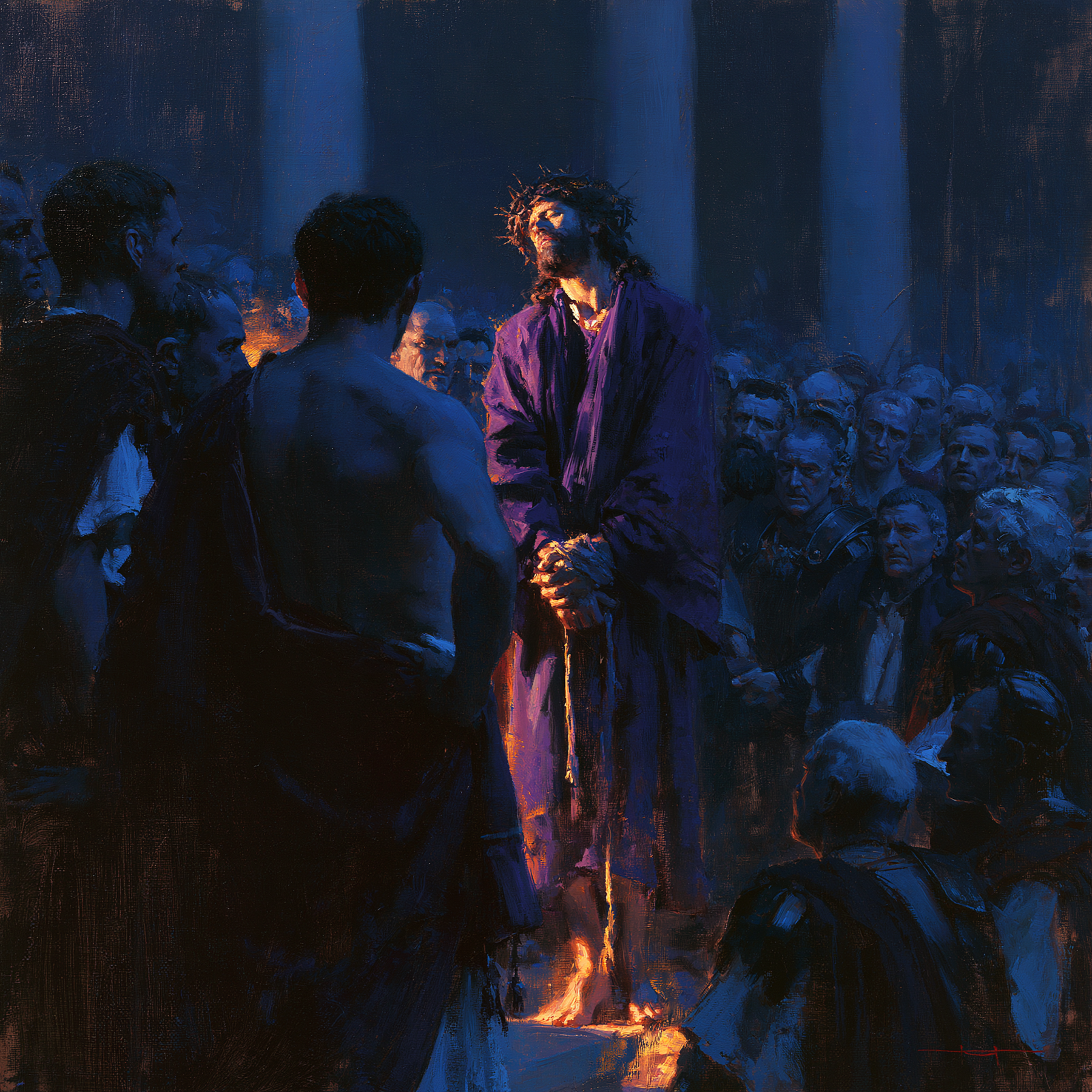 Ecce Homo — Clair-obscur bleu nuit · Carré n° 3 — aperçu de la finition sélectionnée