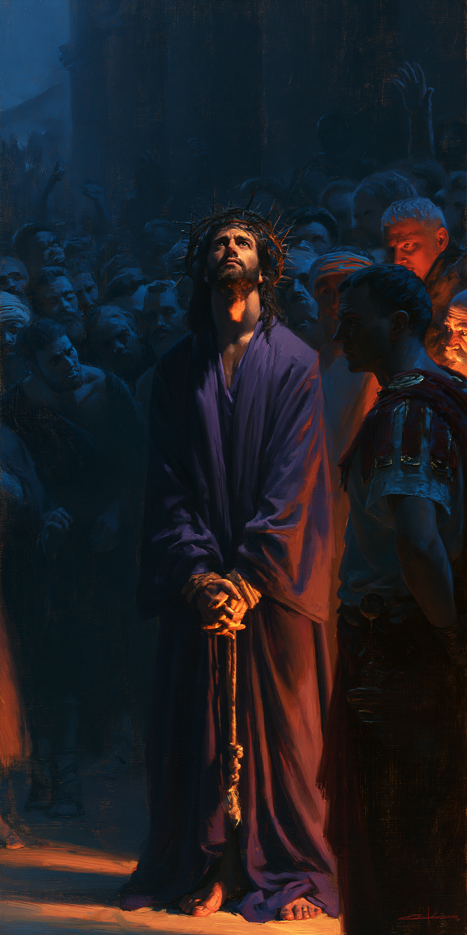 Ecce Homo — Clair-obscur bleu nuit · Portrait n° 3 — aperçu de la finition sélectionnée