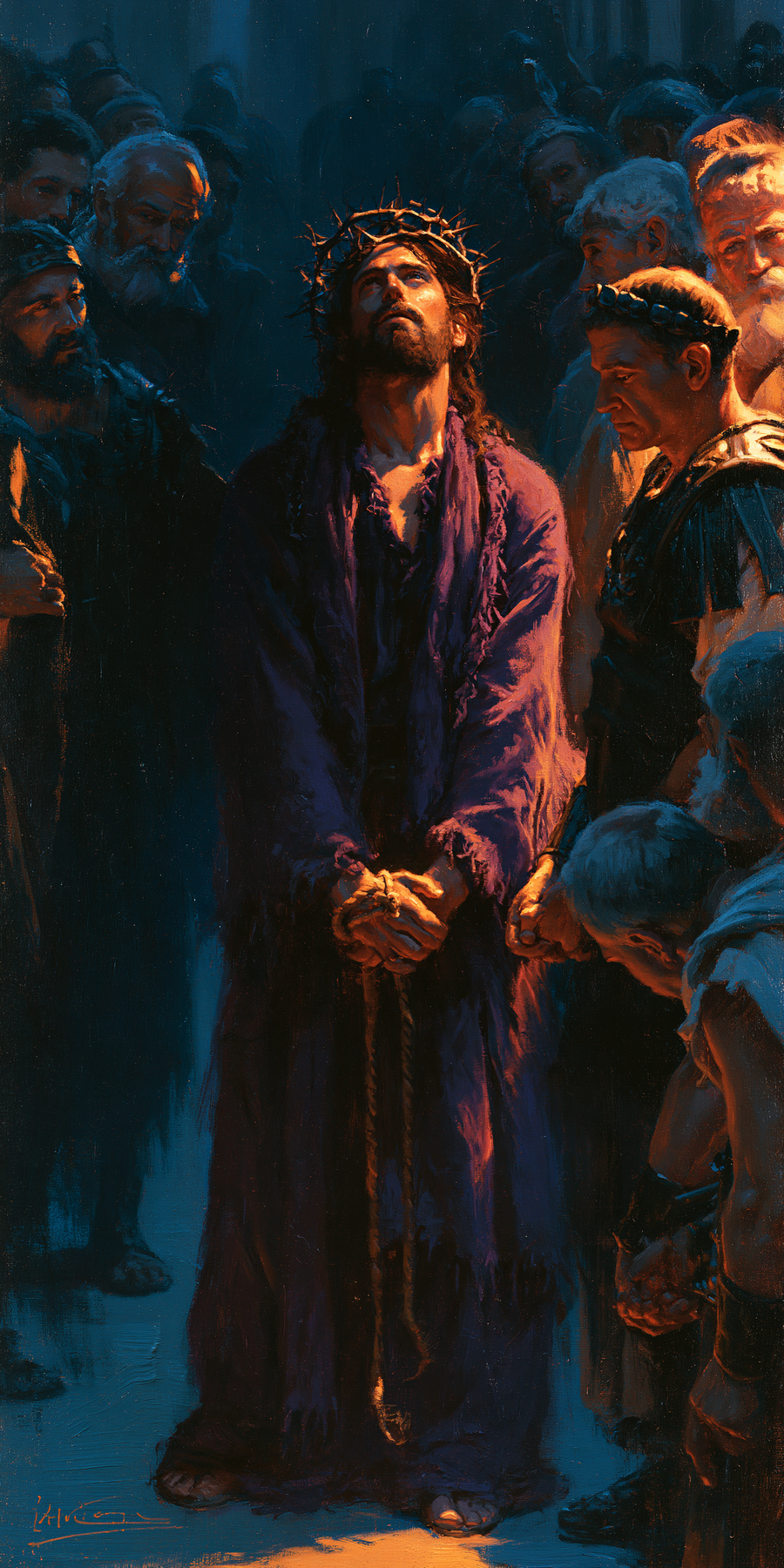 Ecce Homo — Clair-obscur bleu nuit · Portrait n° 4
