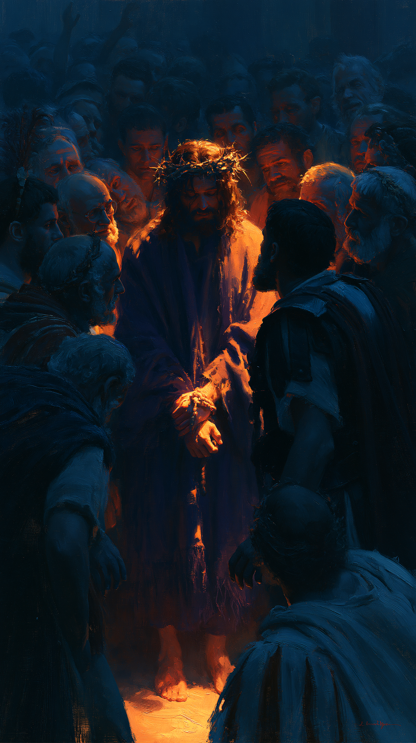 Ecce Homo — Clair-obscur bleu nuit · Portrait n° 12 — aperçu de la finition sélectionnée