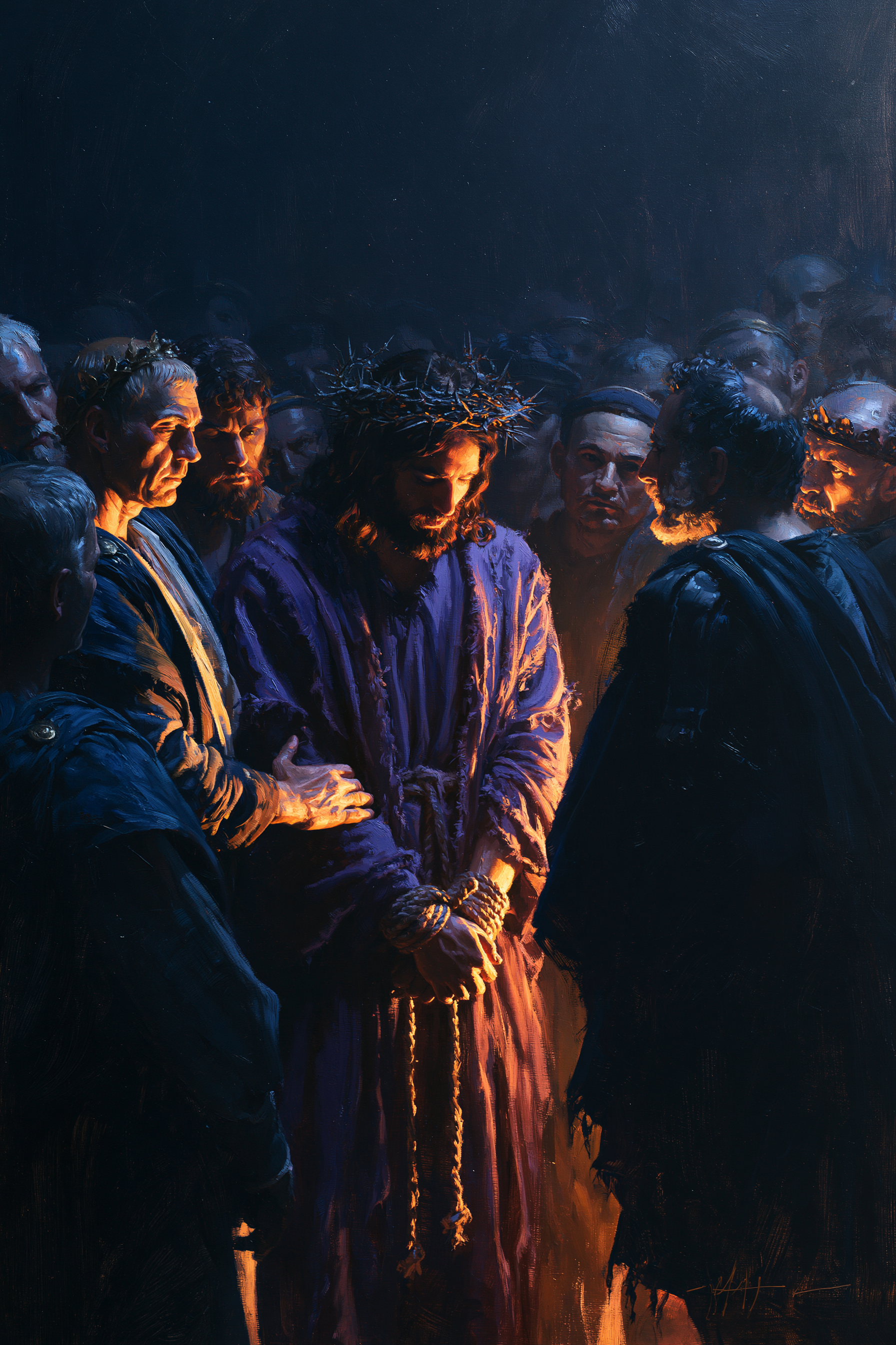 Ecce Homo — Clair-obscur bleu nuit · Portrait n° 16 — aperçu de la finition sélectionnée