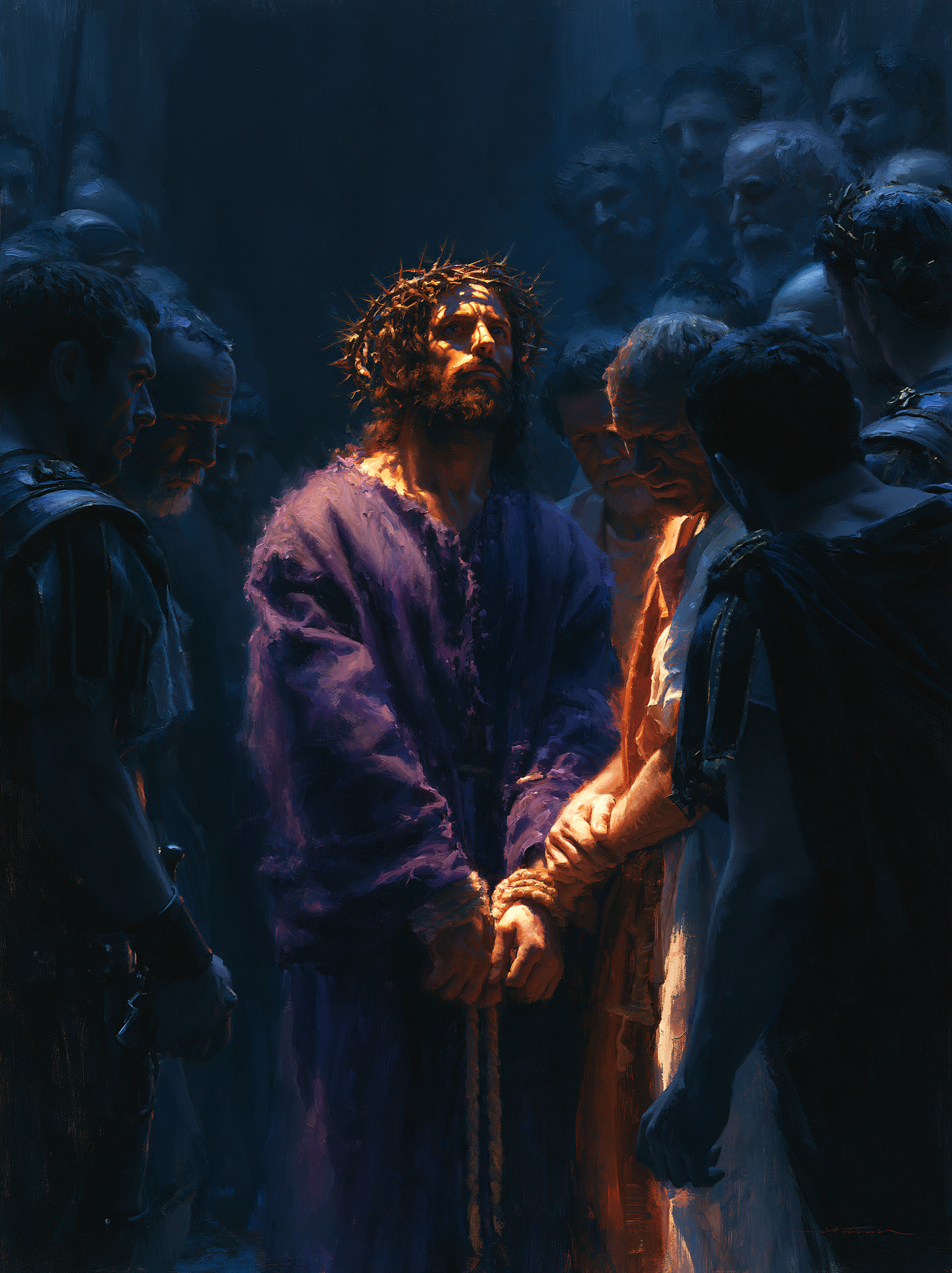 Ecce Homo — Clair-obscur bleu nuit · Portrait n° 19 — aperçu de la finition sélectionnée