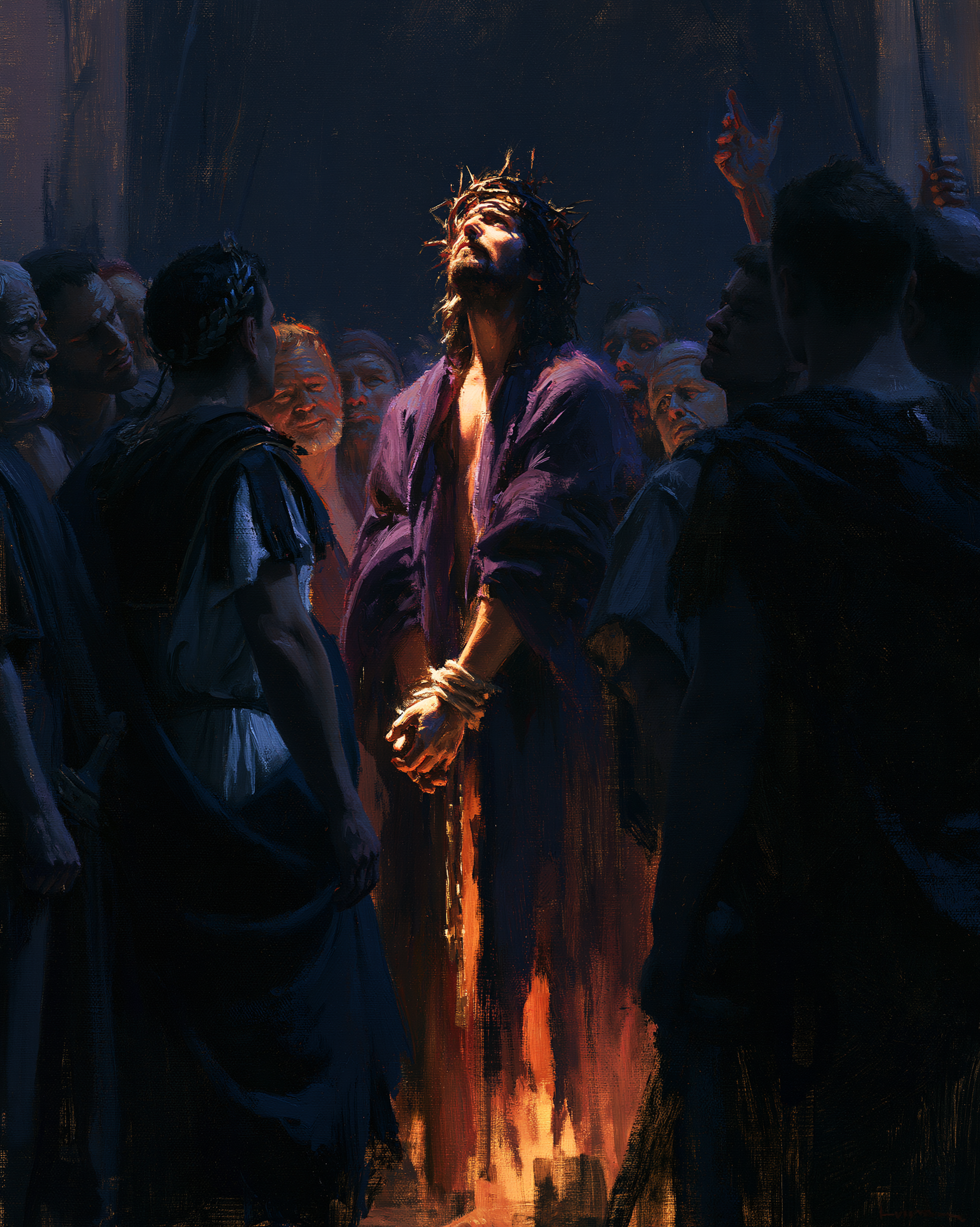 Ecce Homo — Clair-obscur bleu nuit · Portrait n° 21 — aperçu de la finition sélectionnée