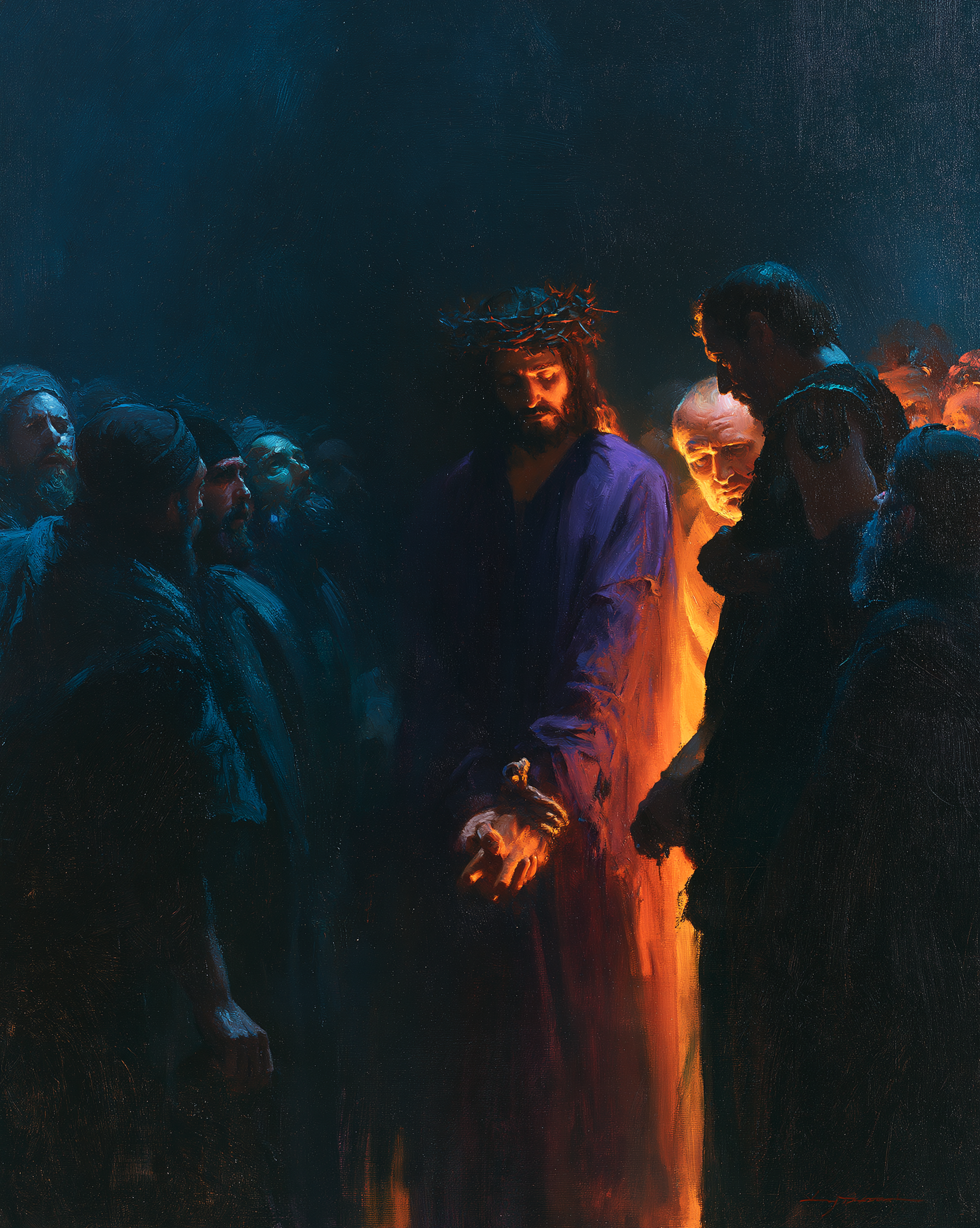 Ecce Homo — Clair-obscur bleu nuit · Portrait n° 23 — aperçu de la finition sélectionnée