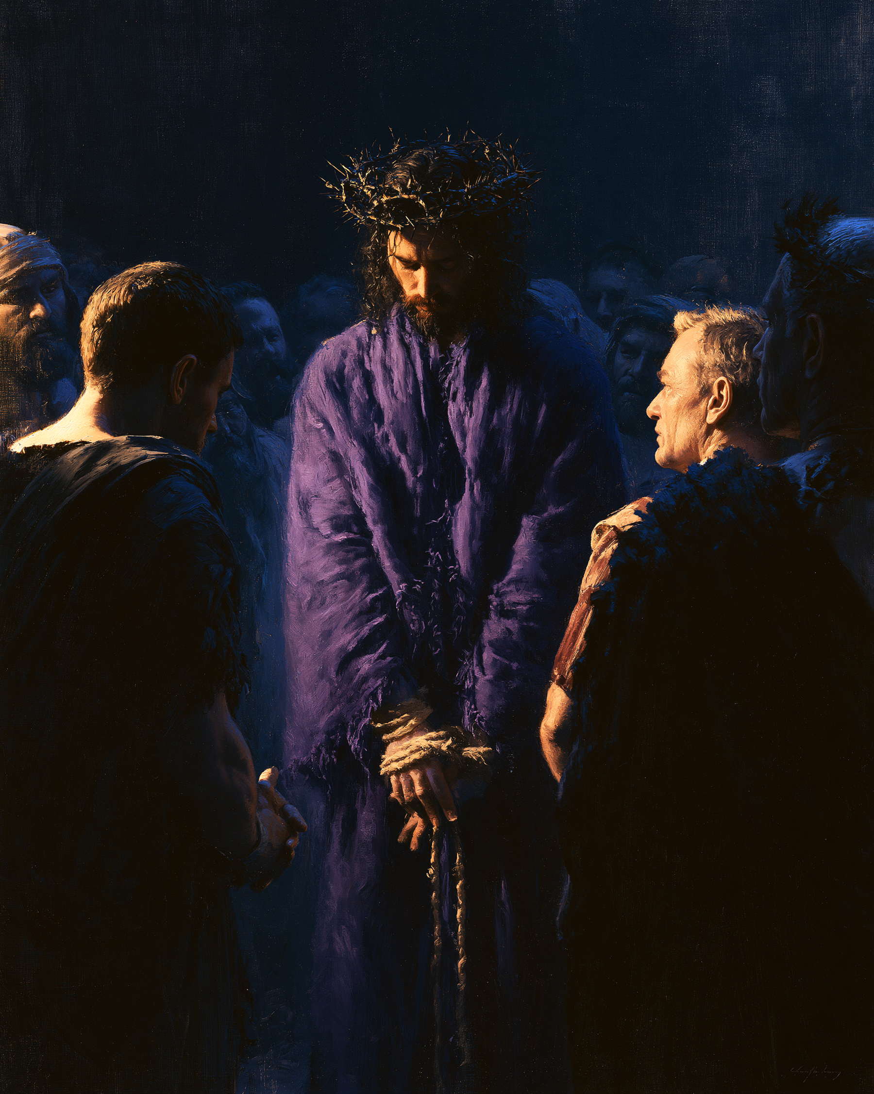 Ecce Homo — Clair-obscur bleu nuit · Portrait n° 24 — aperçu de la finition sélectionnée