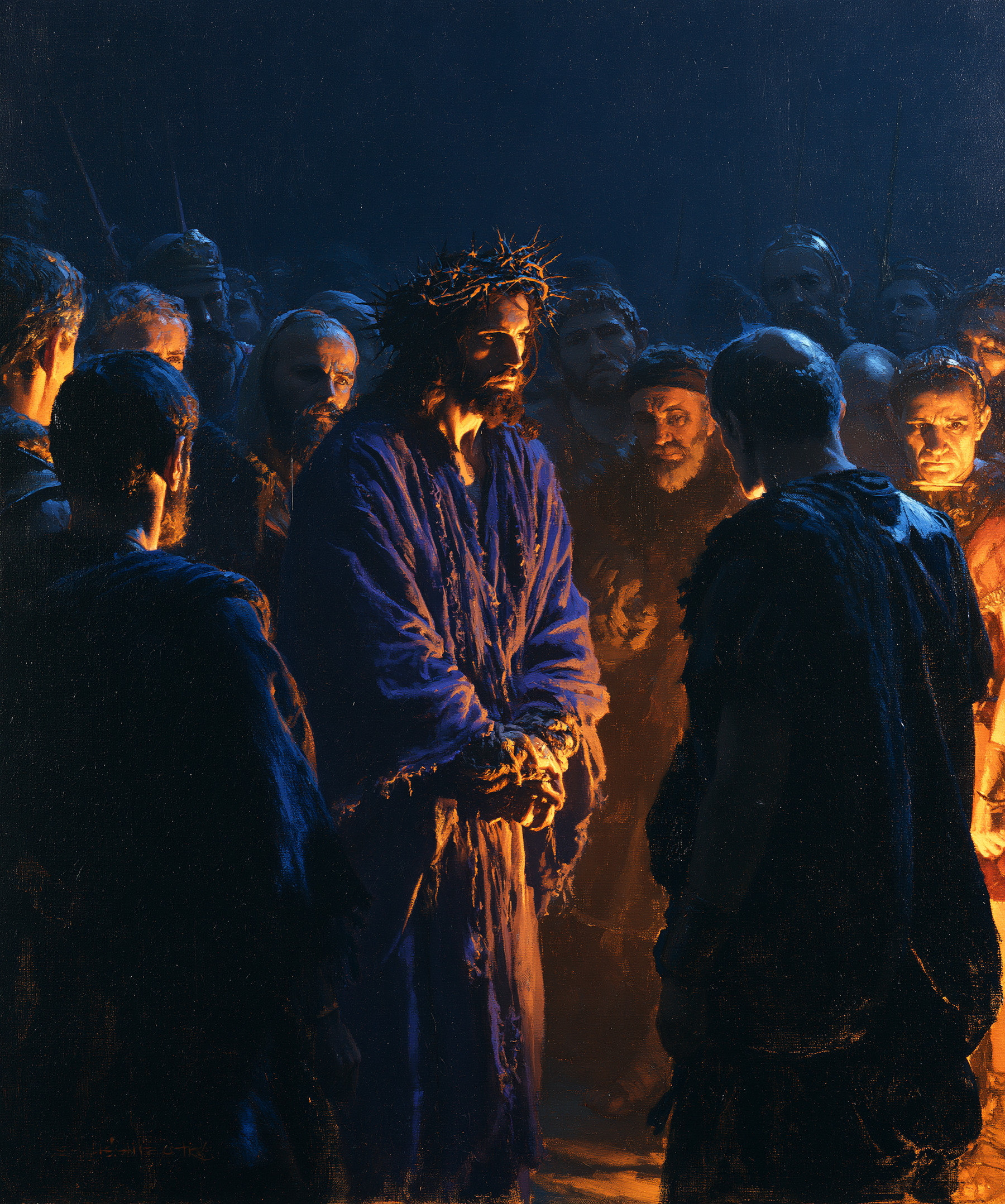 Ecce Homo — Clair-obscur bleu nuit · Portrait n° 25 — aperçu de la finition sélectionnée