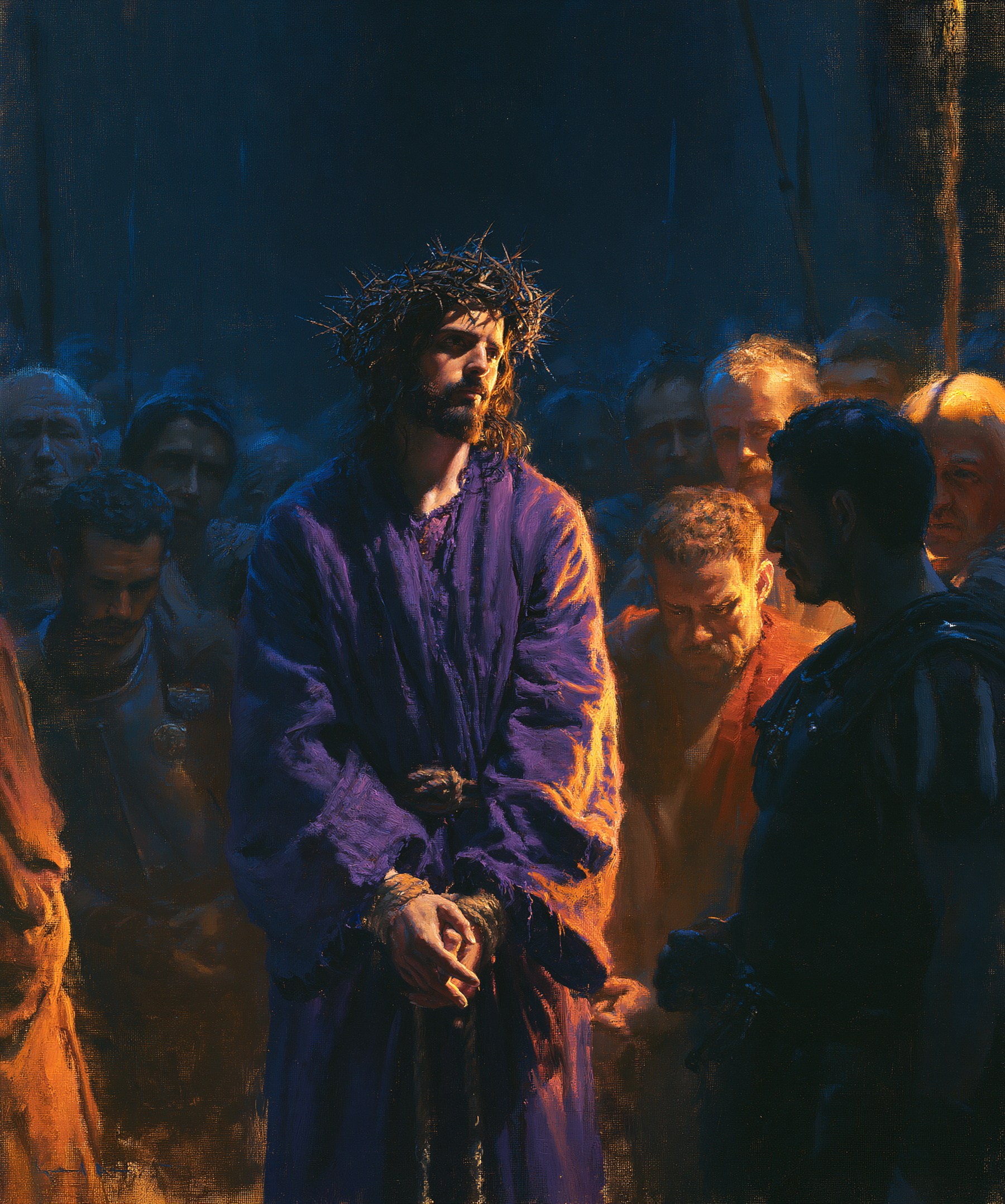 Ecce Homo — Clair-obscur bleu nuit · Portrait n° 26 — aperçu de la finition sélectionnée