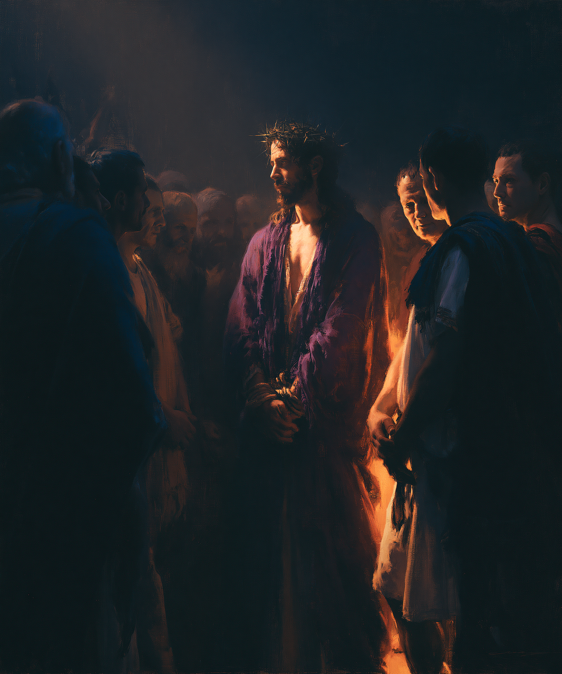 Ecce Homo — Clair-obscur bleu nuit · Portrait n° 28 — aperçu de la finition sélectionnée