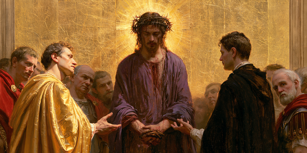 Ecce Homo — Lowered Hands Between Gold and Black