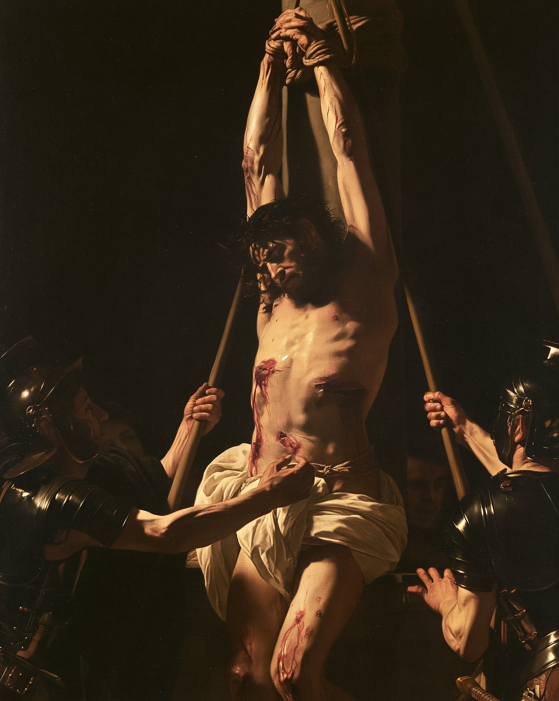 La Flagellation du Christ — Caravage - ténébrisme · Portrait n° 12 — aperçu de la finition sélectionnée