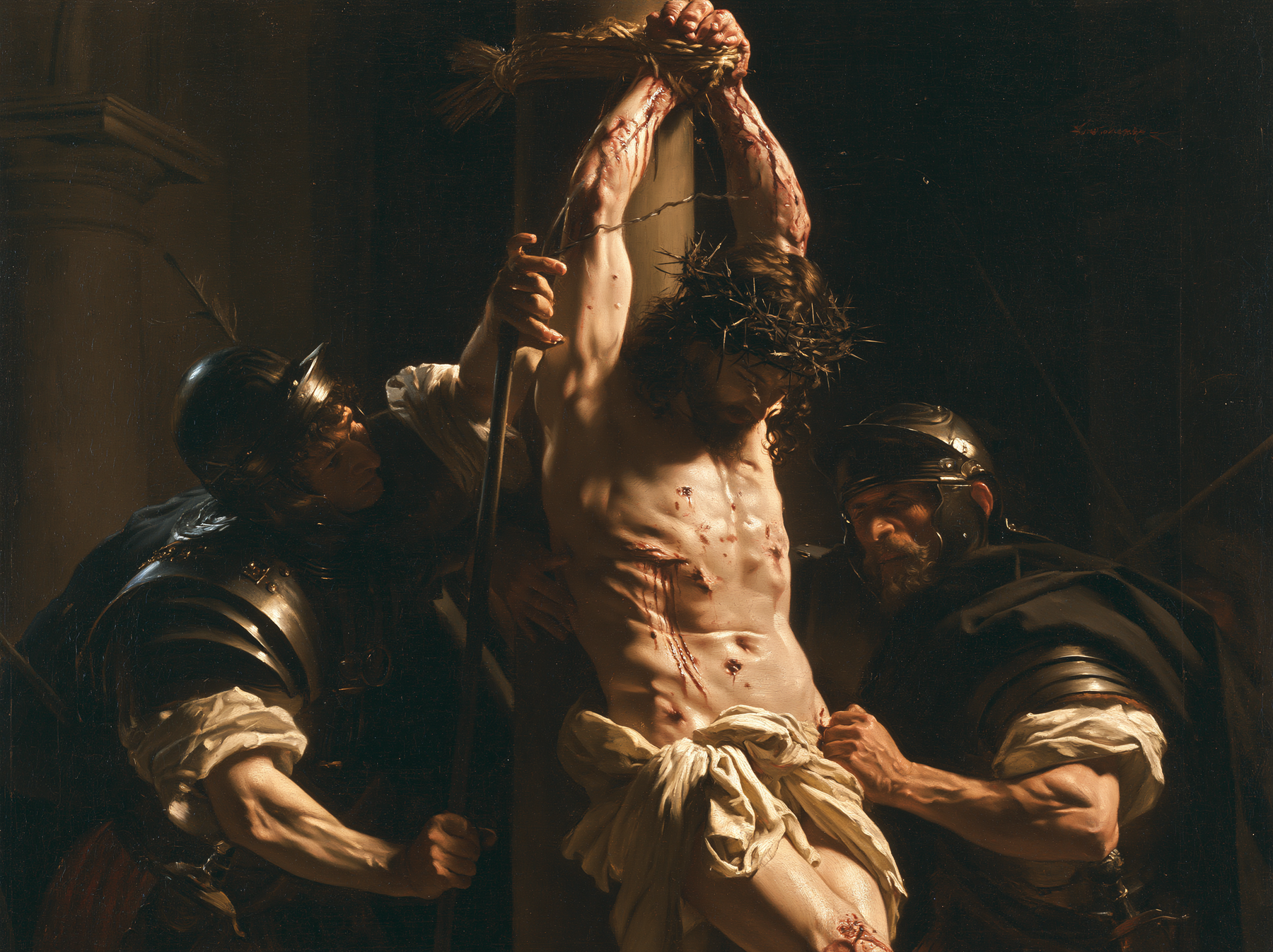 La Flagellation du Christ — Clair-obscur bleu nuit · Paysage n° 6 — aperçu de la finition sélectionnée